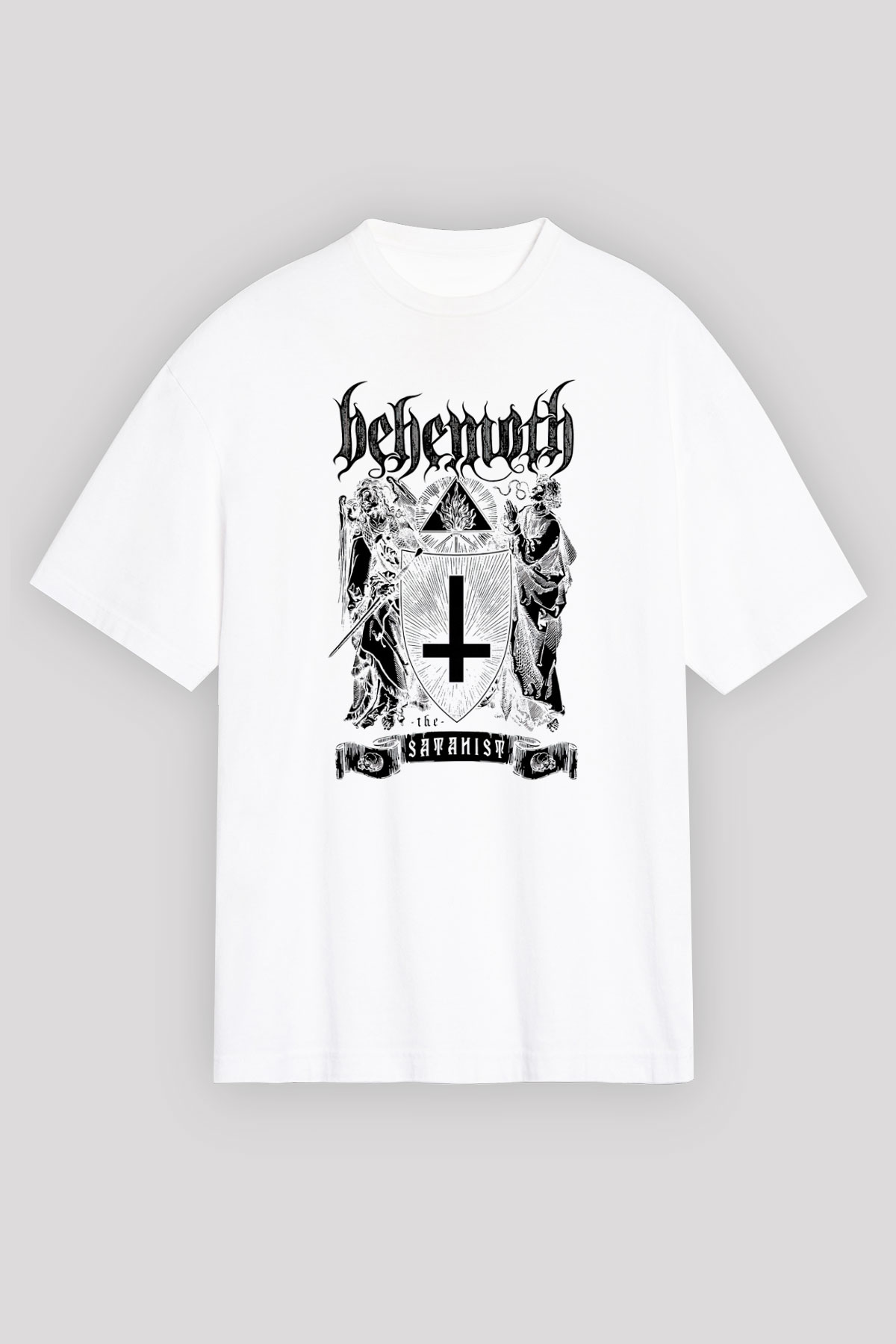 Behemoth Beyaz Unisex Oversize Tişört T-Shirt