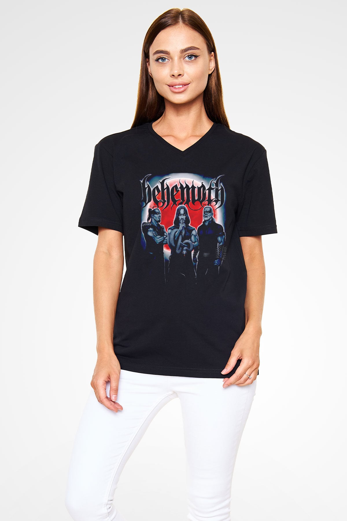 Behemoth Siyah Unisex V Yaka Tişört