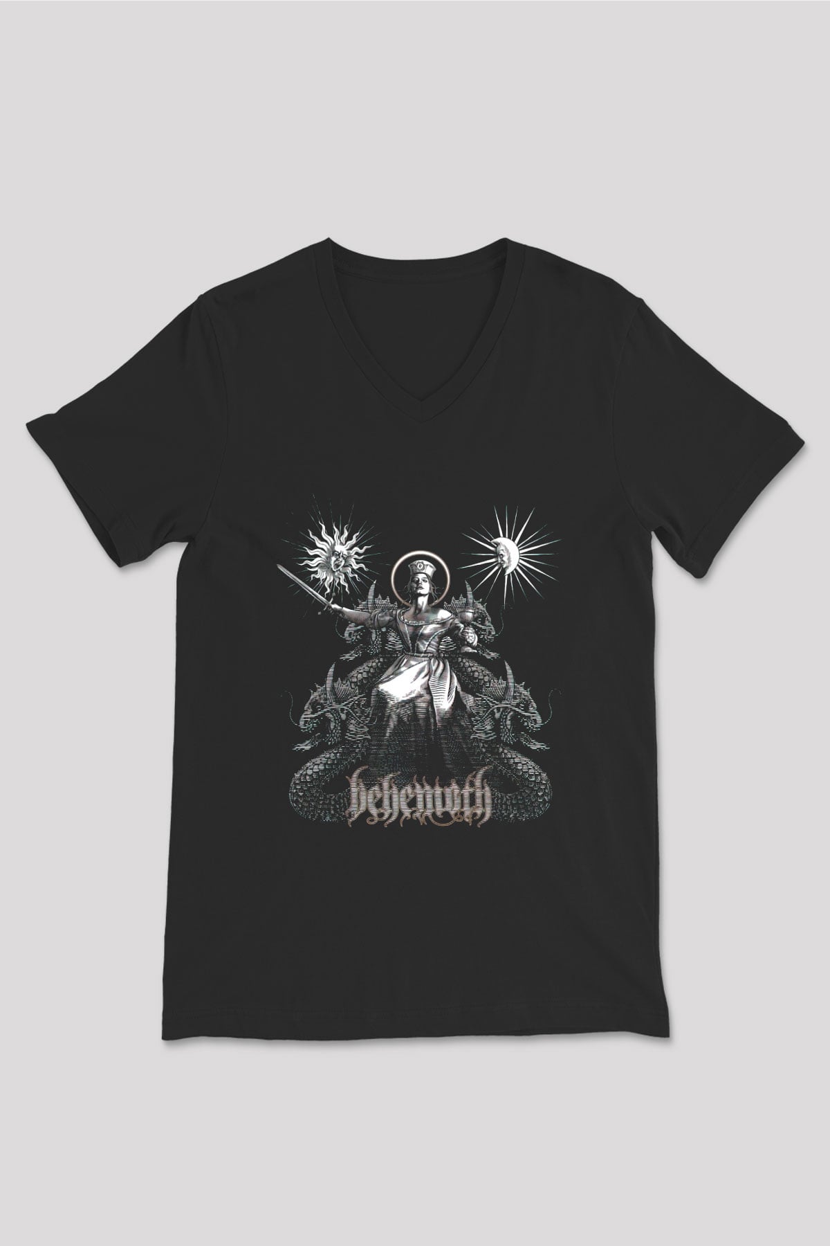 Behemoth Siyah Unisex V Yaka Tişört T-Shirt