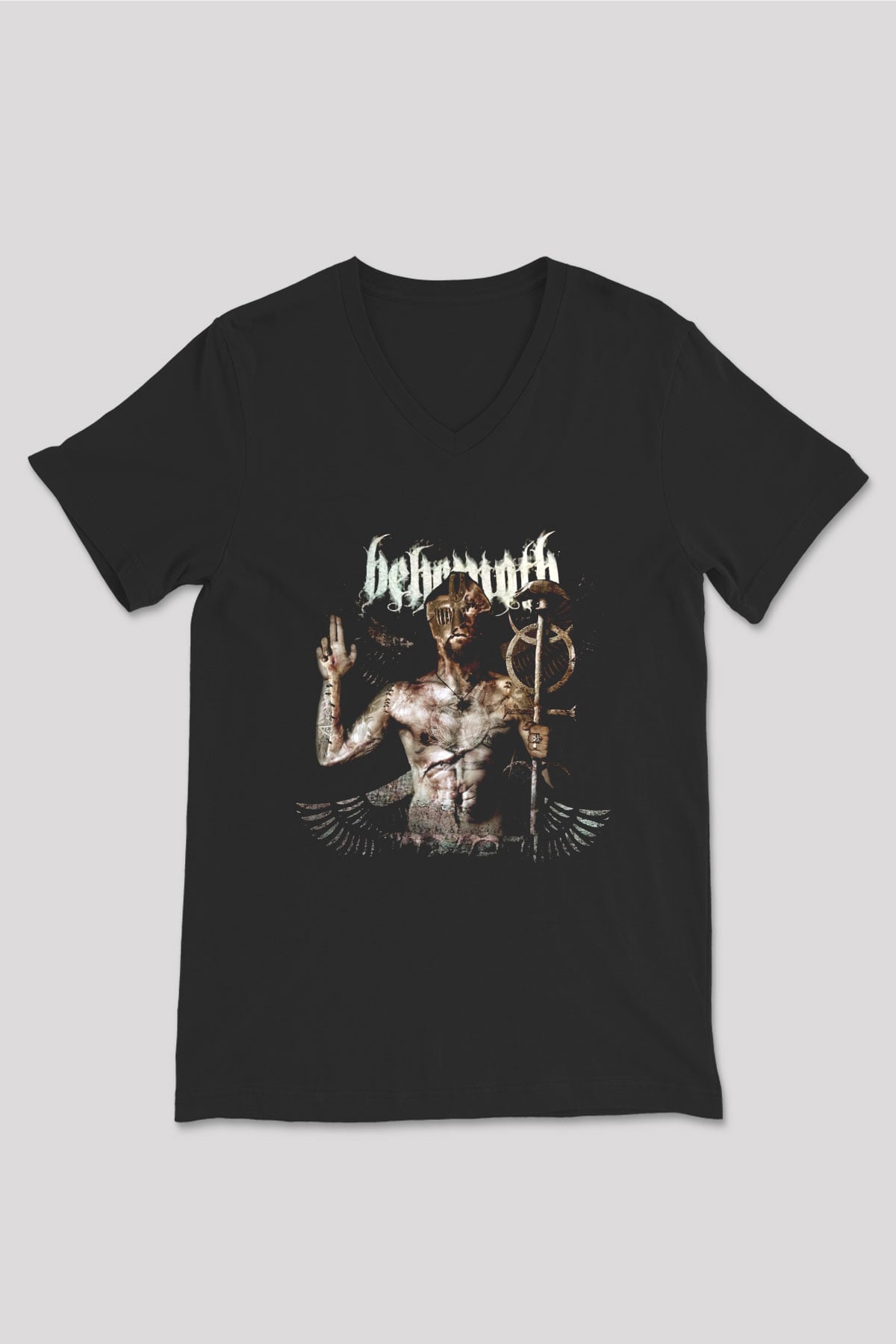 Behemoth Siyah Unisex V Yaka Tişört T-Shirt