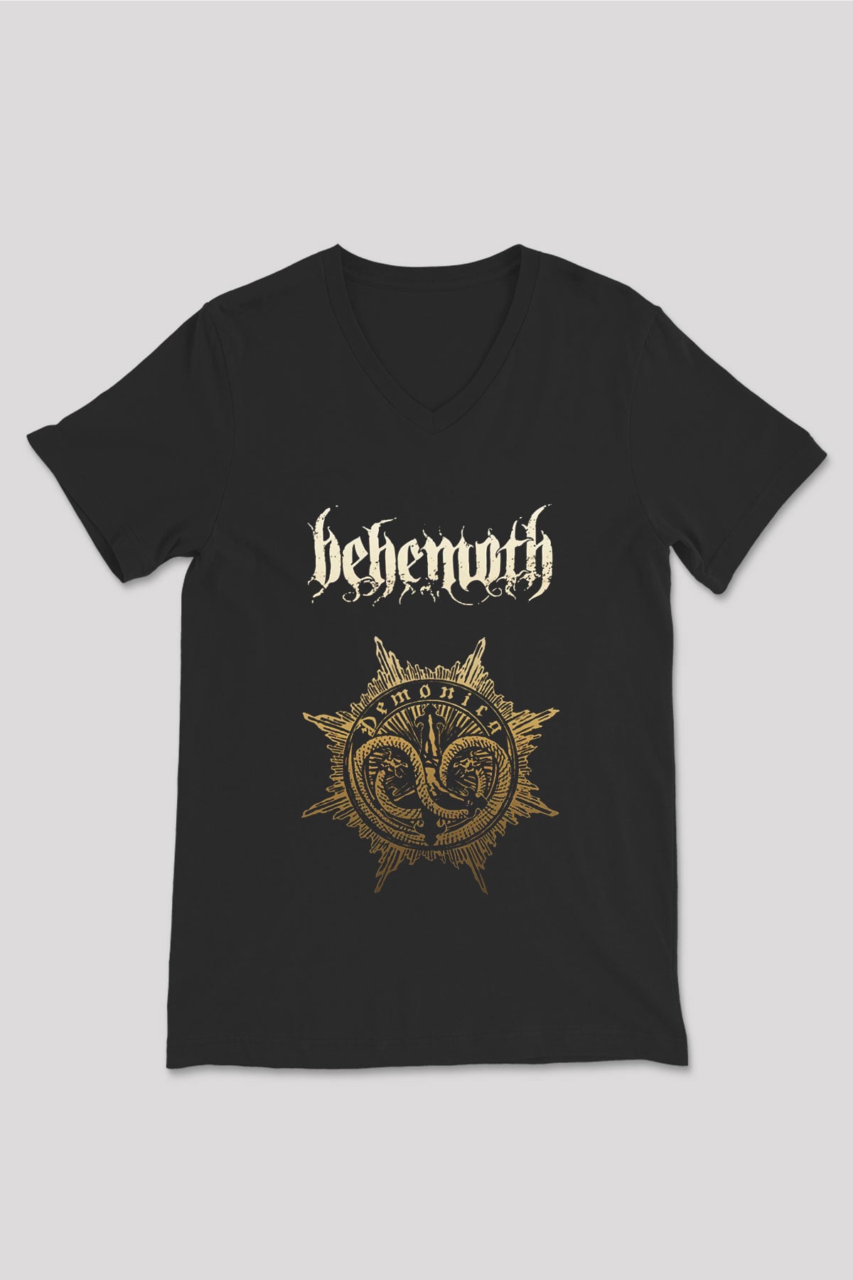 Behemoth Siyah Unisex V Yaka Tişört T-Shirt