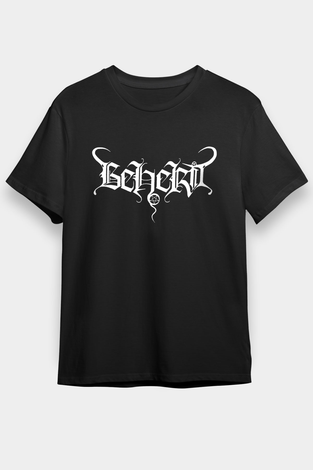 Beherit Baskılı Unisex Siyah Tişört - Tshirt