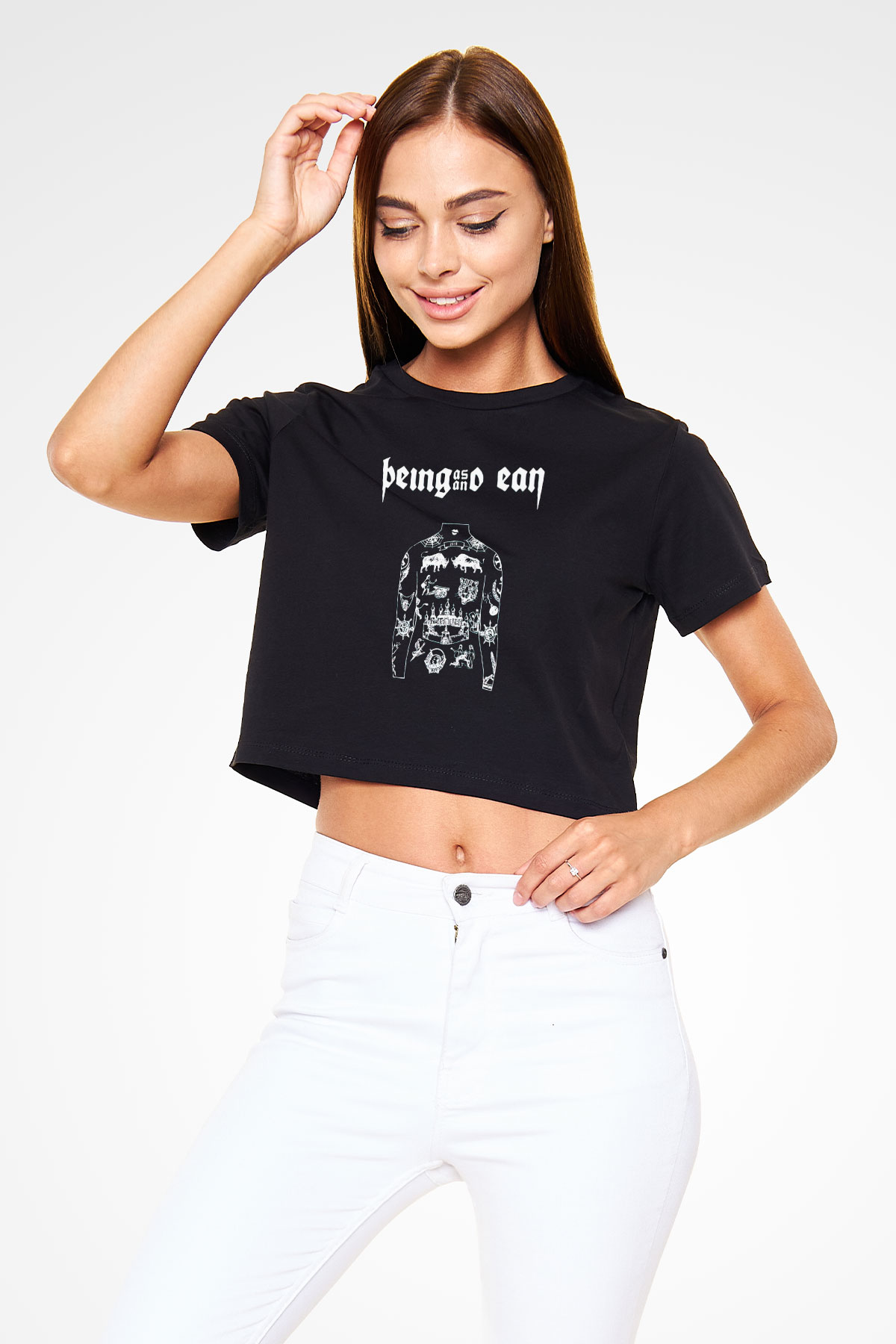 Being as an Ocean Siyah  Crop Top Tişört