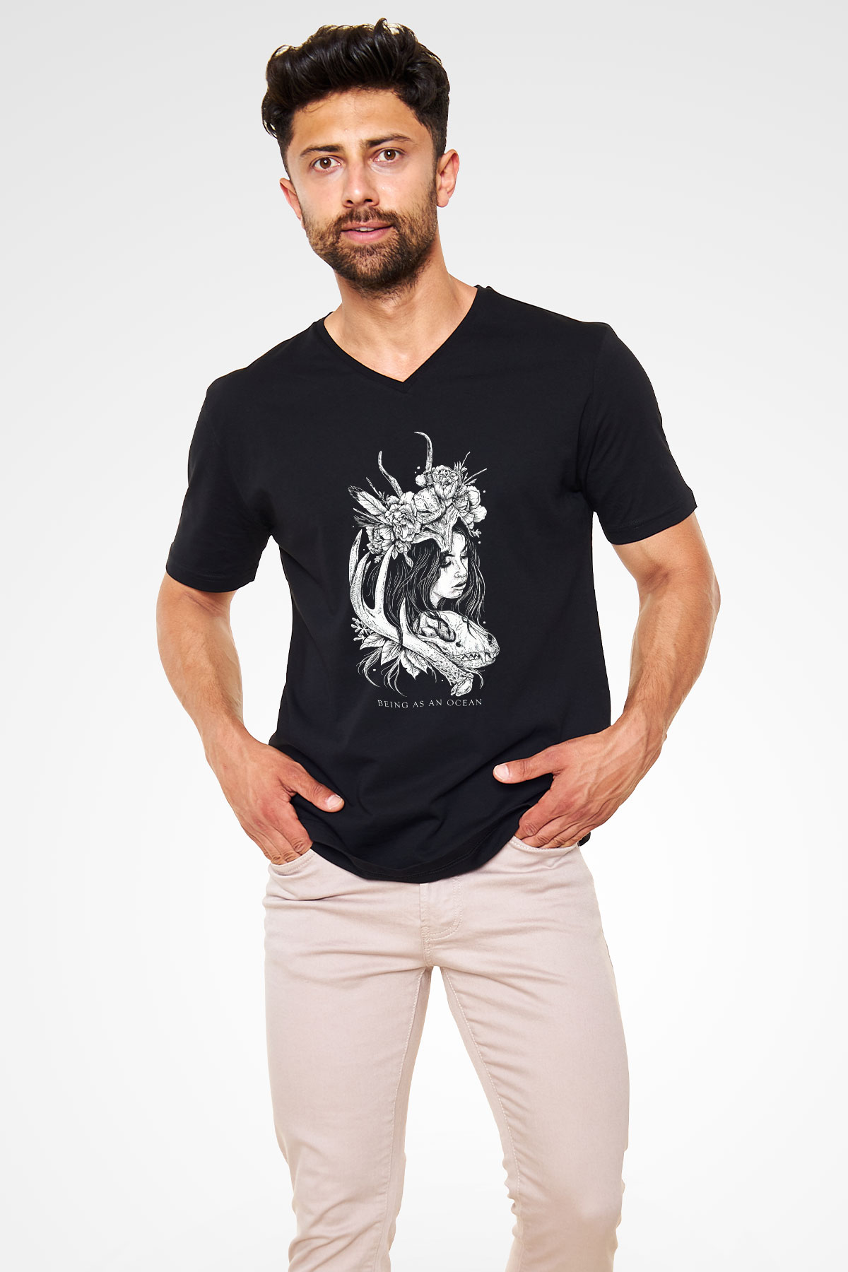 Being as an Ocean Siyah Unisex V Yaka Tişört T-Shirt
