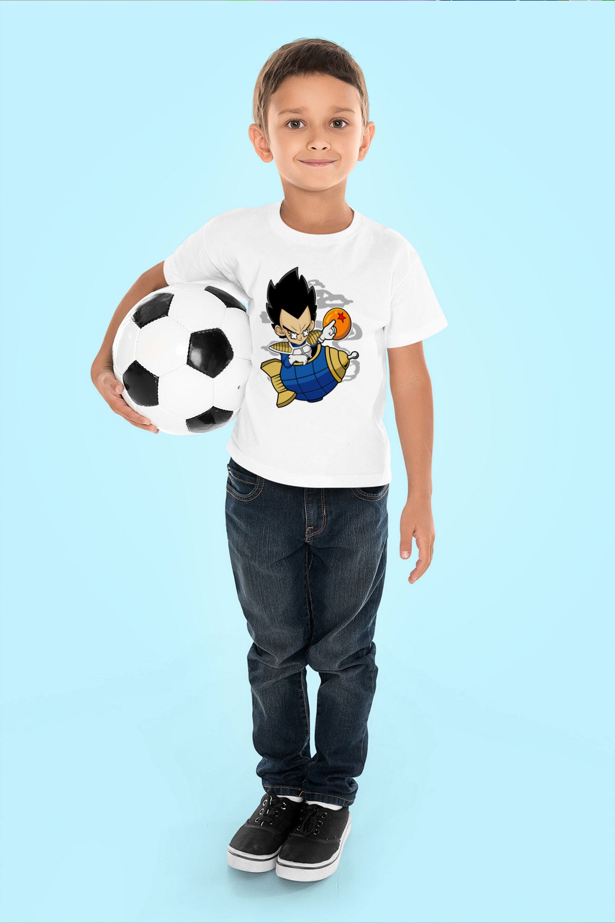 Bejita Rocket Baskılı Unisex Beyaz Çocuk Tişört