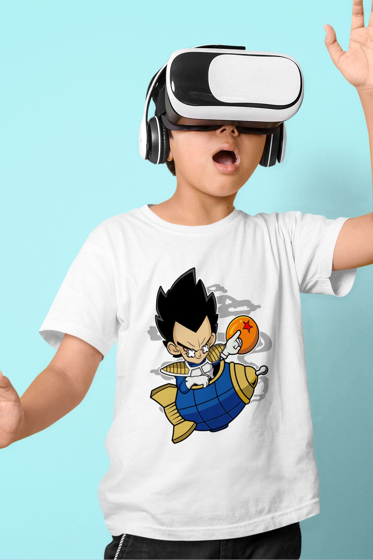 Bejita Rocket Baskılı Unisex Beyaz Çocuk Tişört
