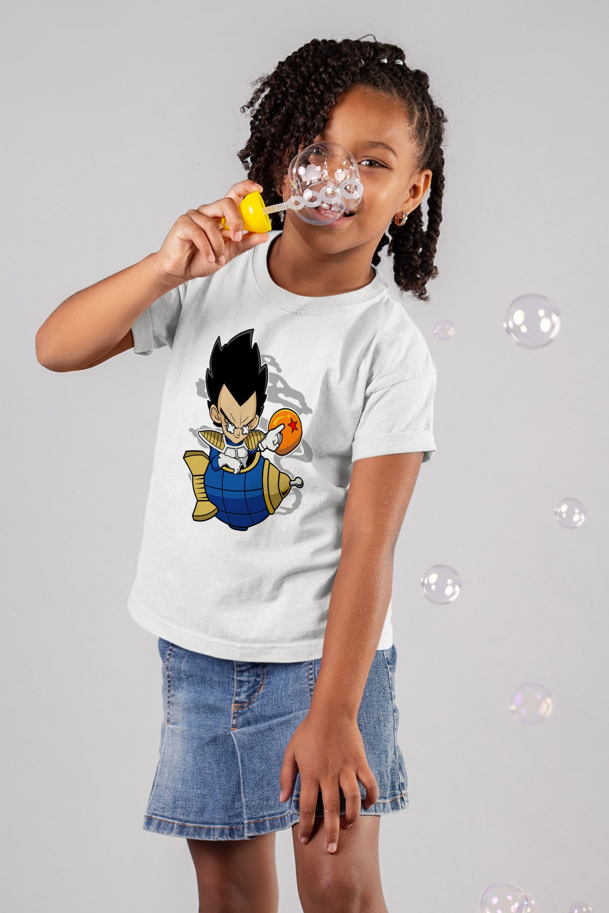 Bejita Rocket Baskılı Unisex Beyaz Çocuk Tişört