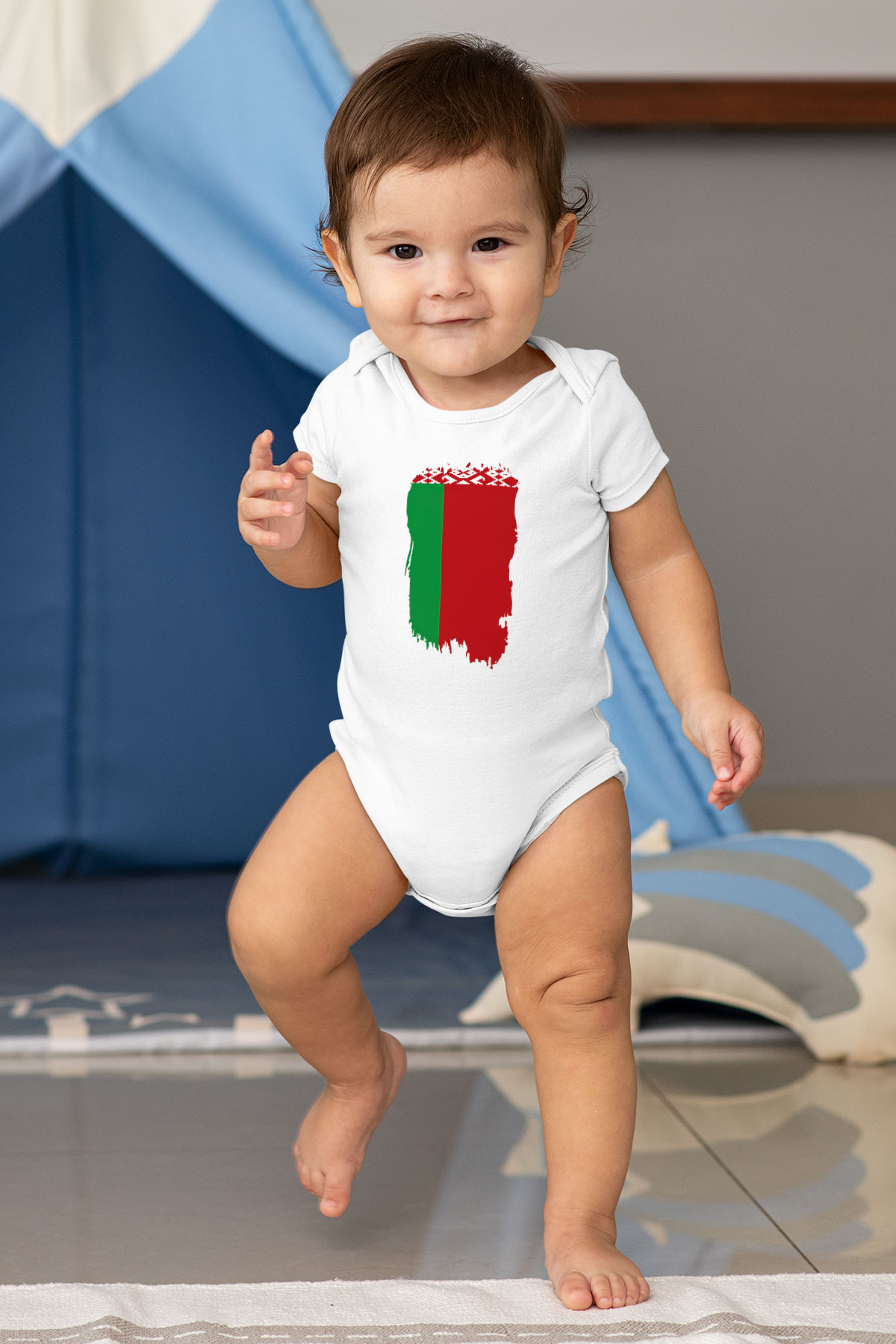 Belarus Baskılı Beyaz Unisex Bebek Body - Zıbın