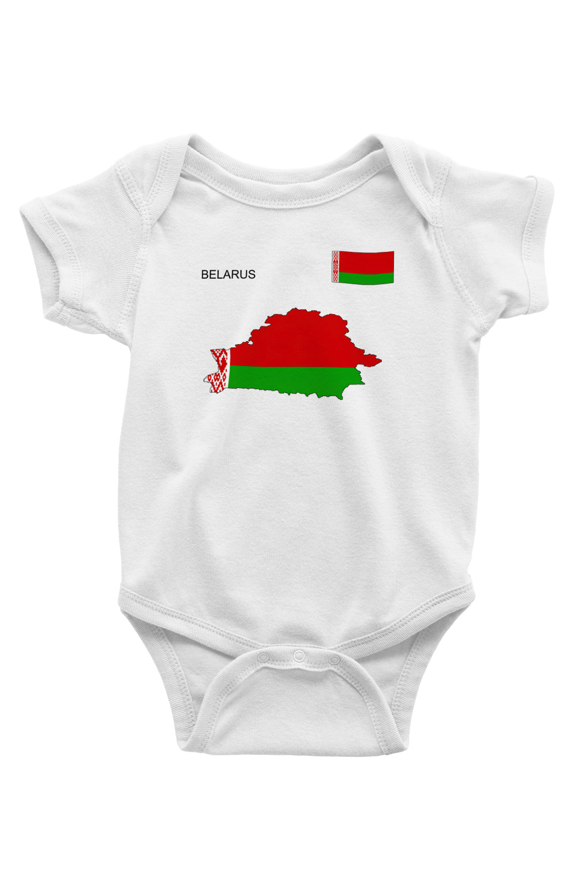 Belarus Baskılı Beyaz Unisex Bebek Body - Zıbın