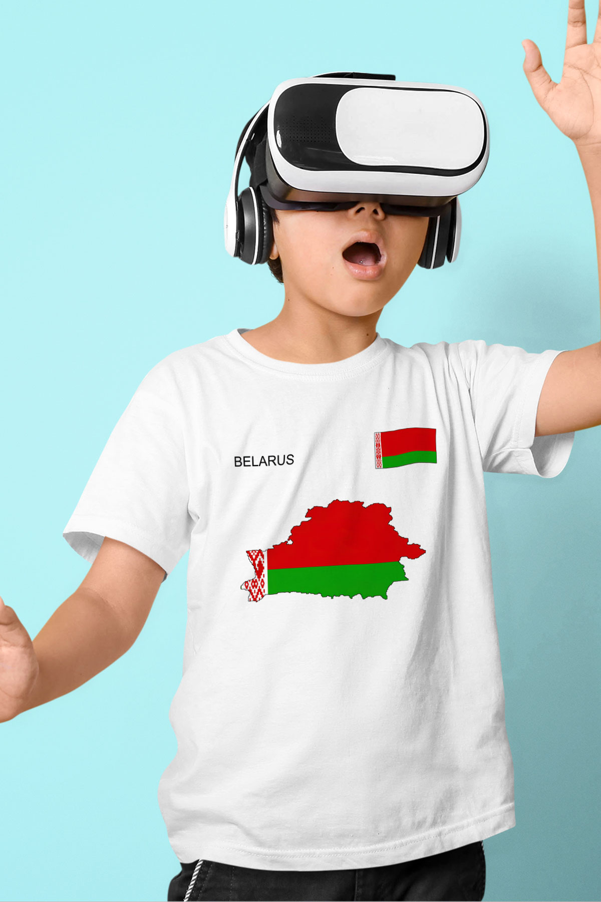 Belarus Baskılı Beyaz Unisex Çocuk Tişört