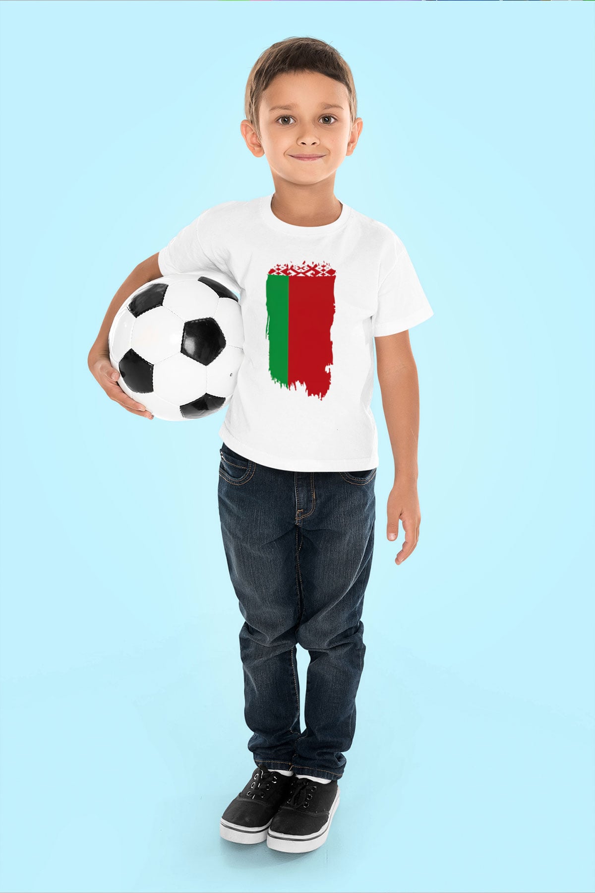 Belarus Baskılı Beyaz Unisex Çocuk Tişört