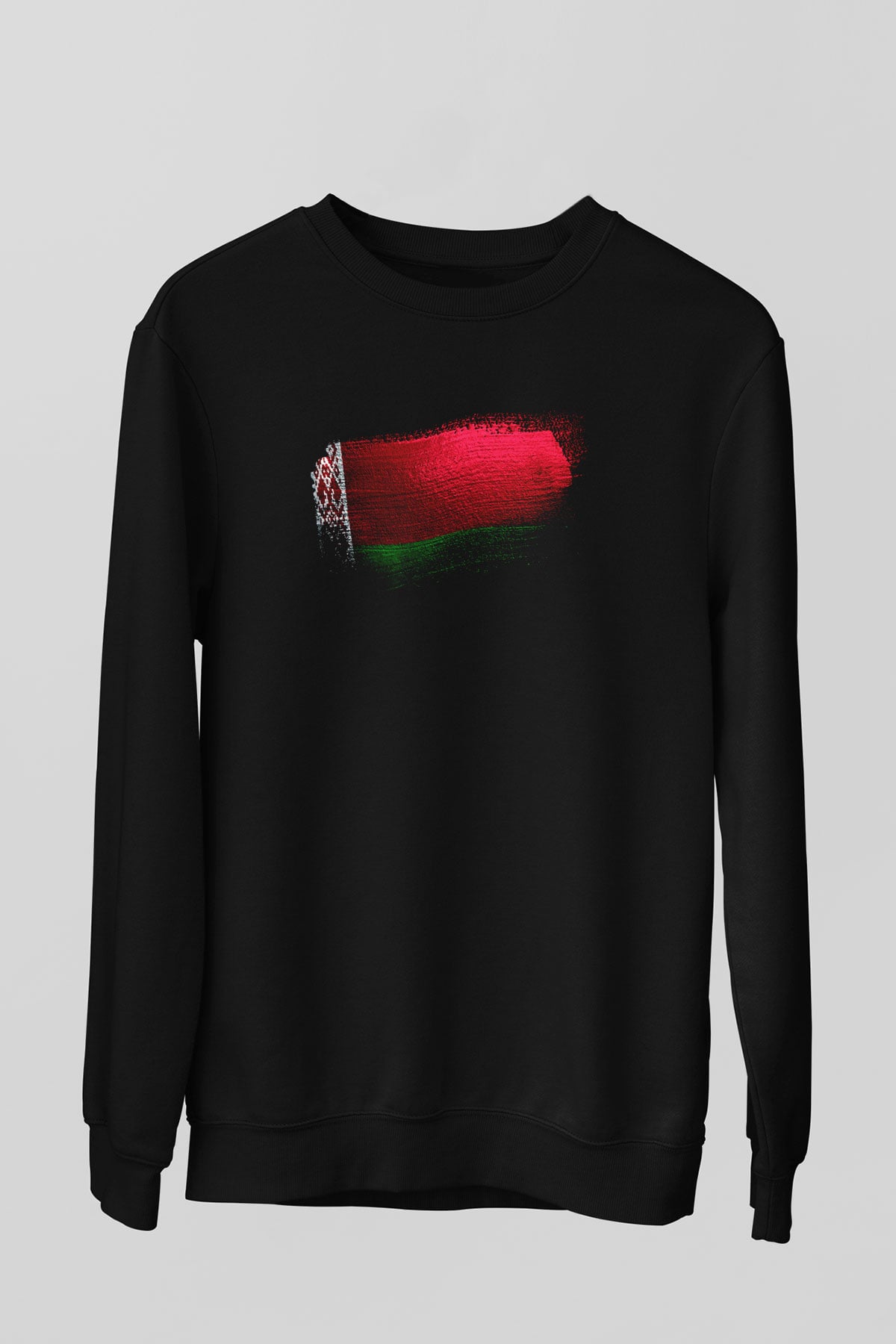 Belarus Bayrağı Baskılı Unisex Siyah Sweatshirt