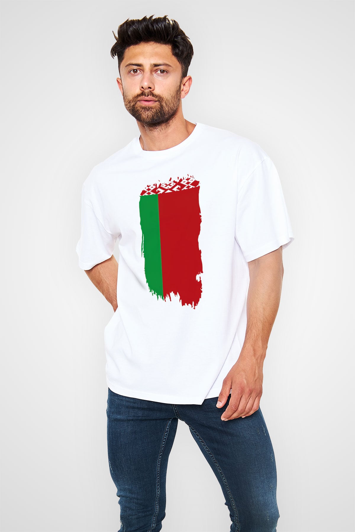 Belarus Beyaz Unisex Oversize Tişört T-Shirt