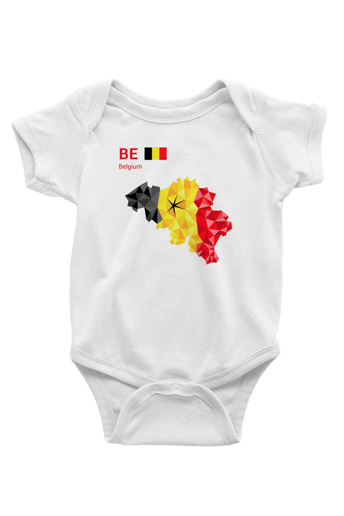 Belçika Baskılı Beyaz Unisex Bebek Body - Zıbın
