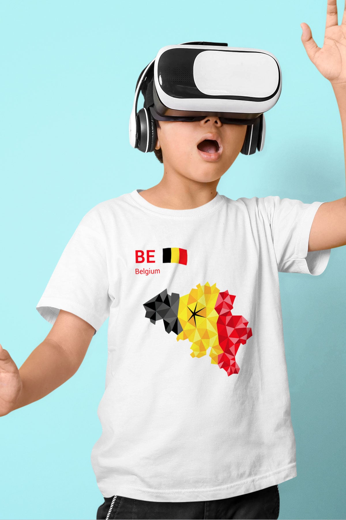 Belçika Baskılı Beyaz Unisex Çocuk Tişört