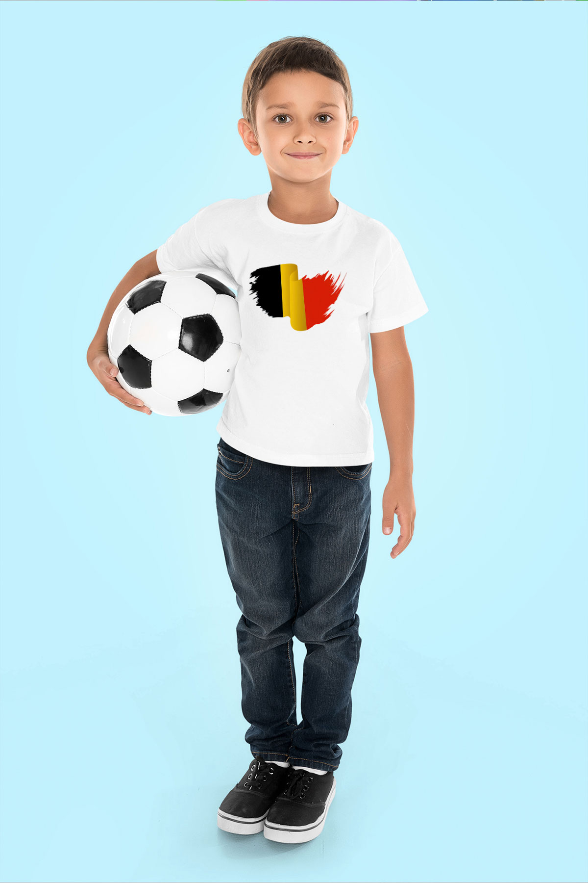 Belçika Baskılı Beyaz Unisex Çocuk Tişört