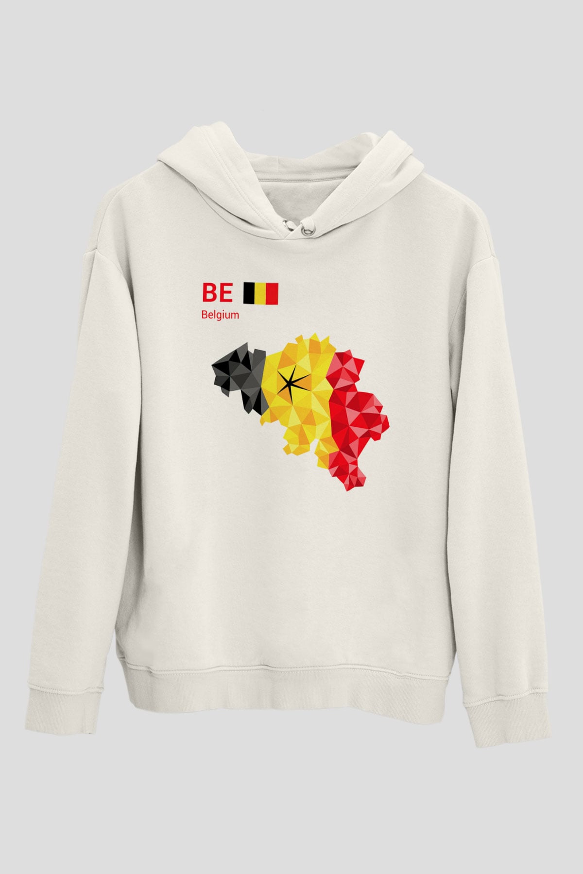 Belçika Beyaz Unisex Kapşonlu Sweatshirt
