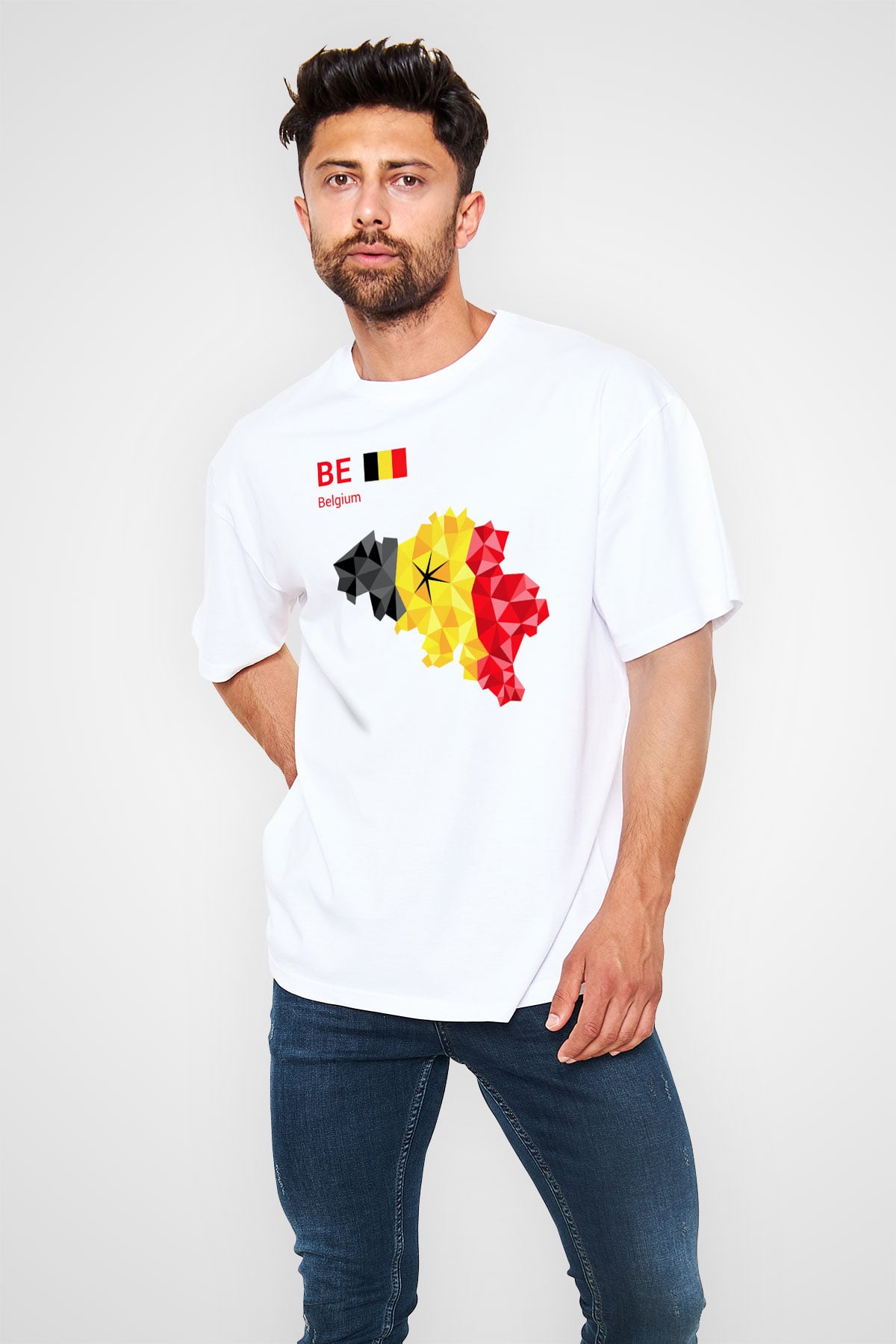 Belçika Beyaz Unisex Oversize Tişört T-Shirt