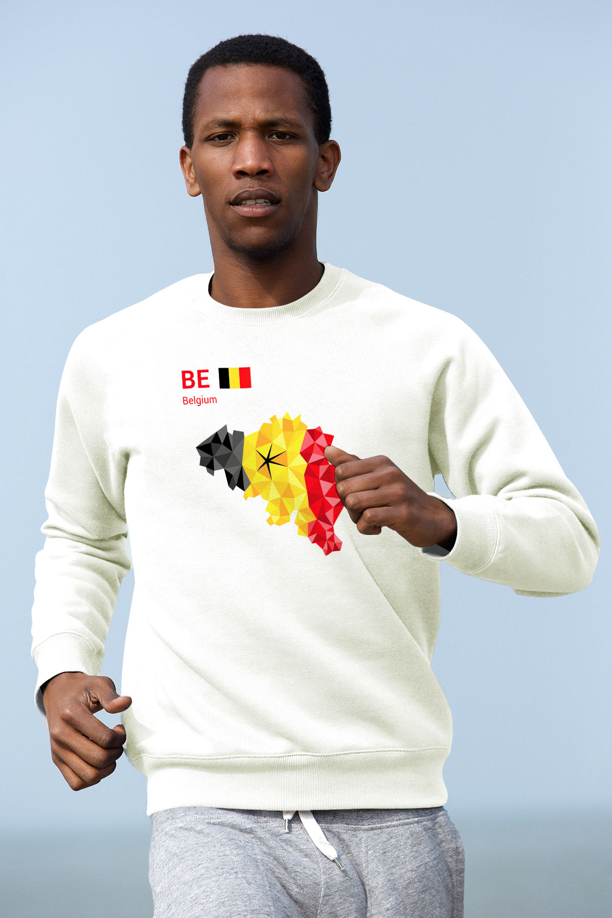Belçika Beyaz Unisex Sweatshirt