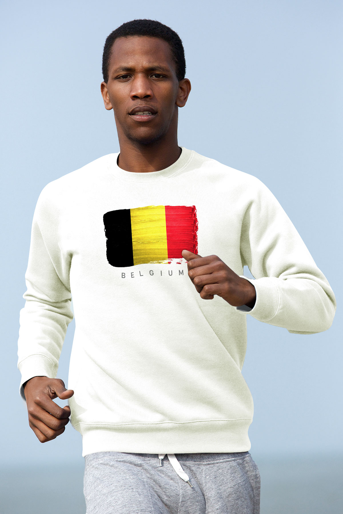 Belçika Beyaz Unisex Sweatshirt