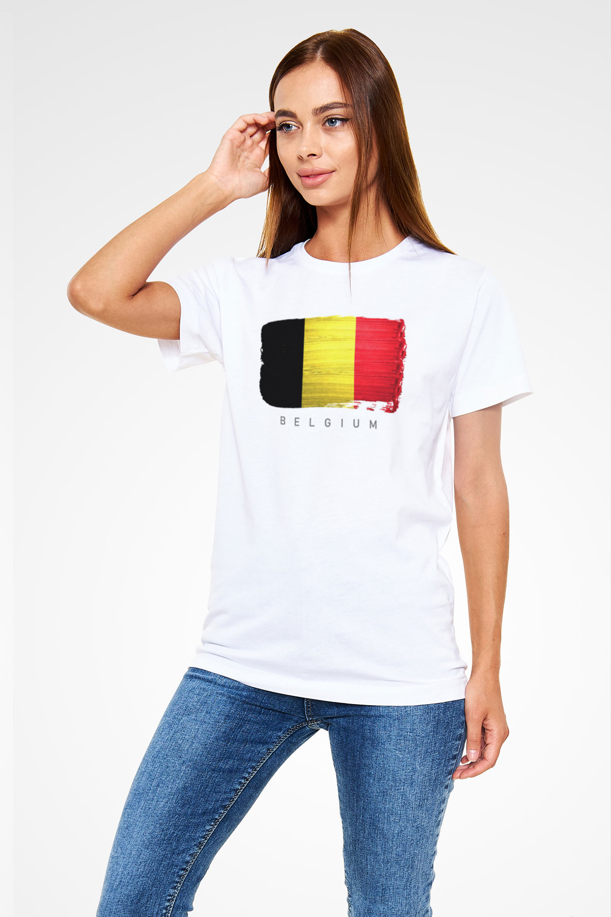 Belçika Beyaz Unisex Tişört T-Shirt - TişörtFabrikası