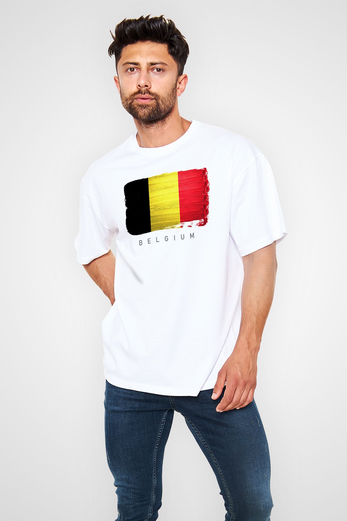 Belçika Beyaz Oversize Tişört Oversize T-shirt - TişörtFabrikası
