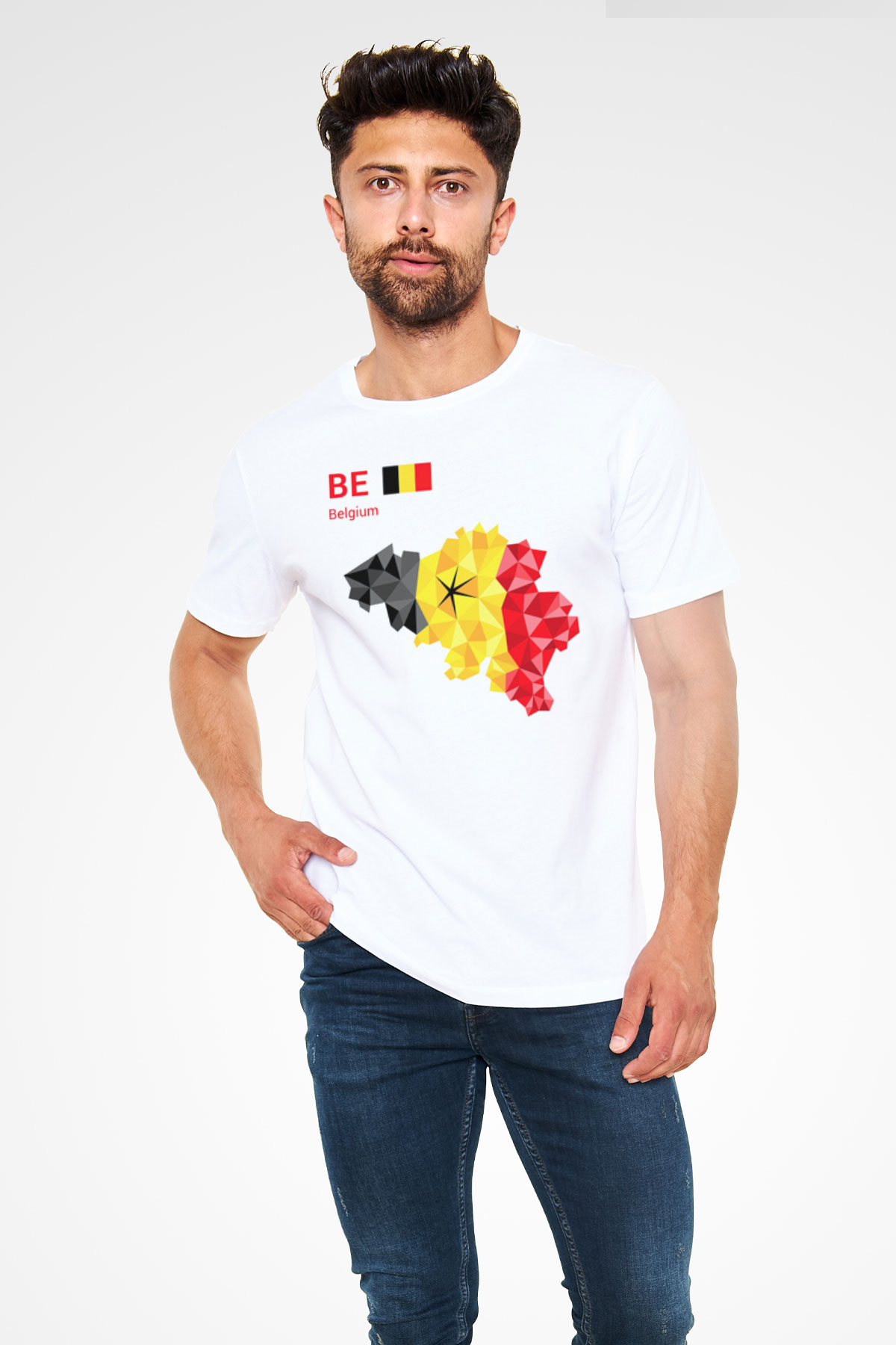 Belçika Beyaz Unisex Tişört T-Shirt - TişörtFabrikası