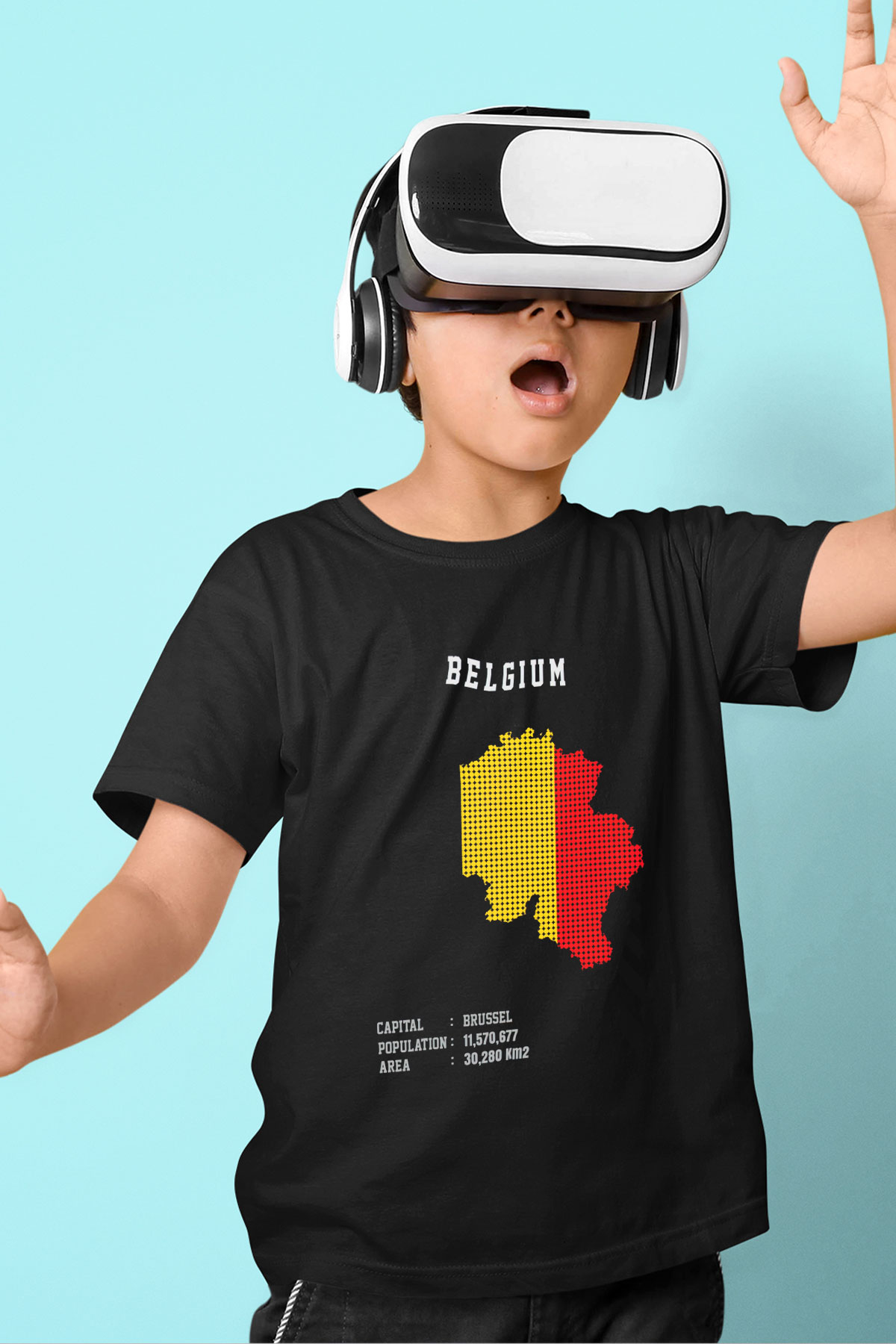 Belçika Siyah Unisex Çocuk Tişört