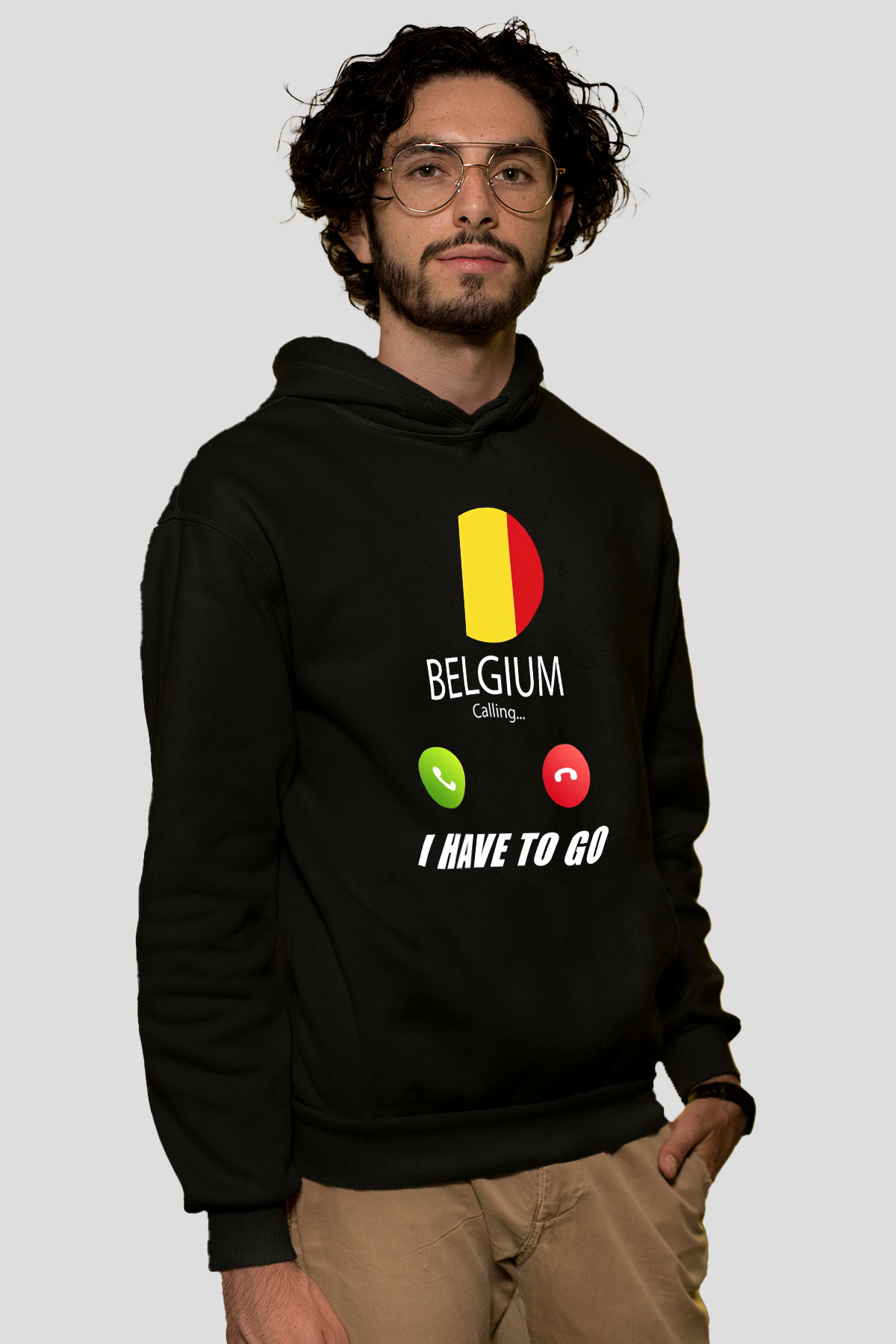Belçika Siyah Unisex Hoodie