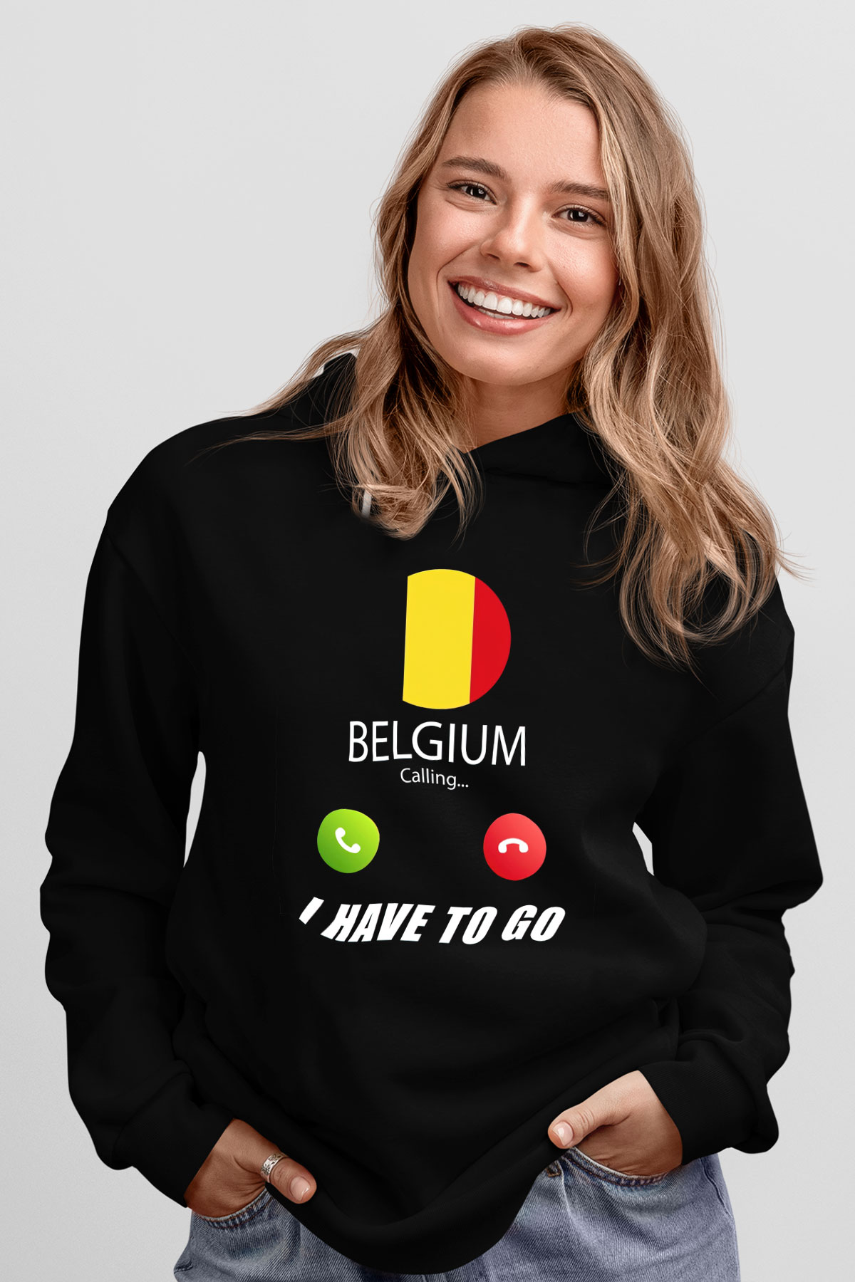 Belçika Siyah Unisex Hoodie