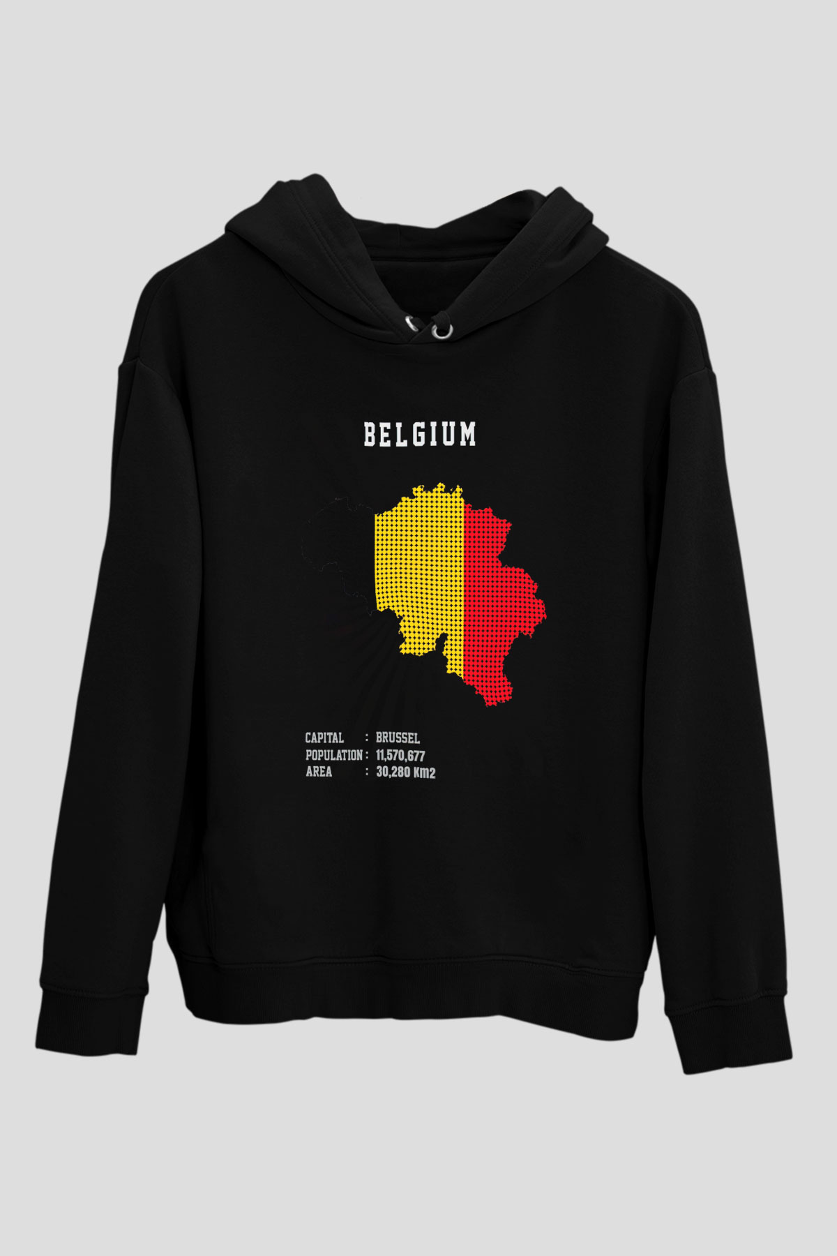 Belçika Siyah Unisex Hoodie