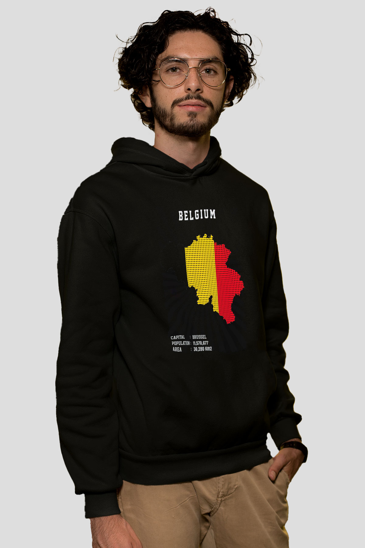 Belçika Siyah Unisex Hoodie