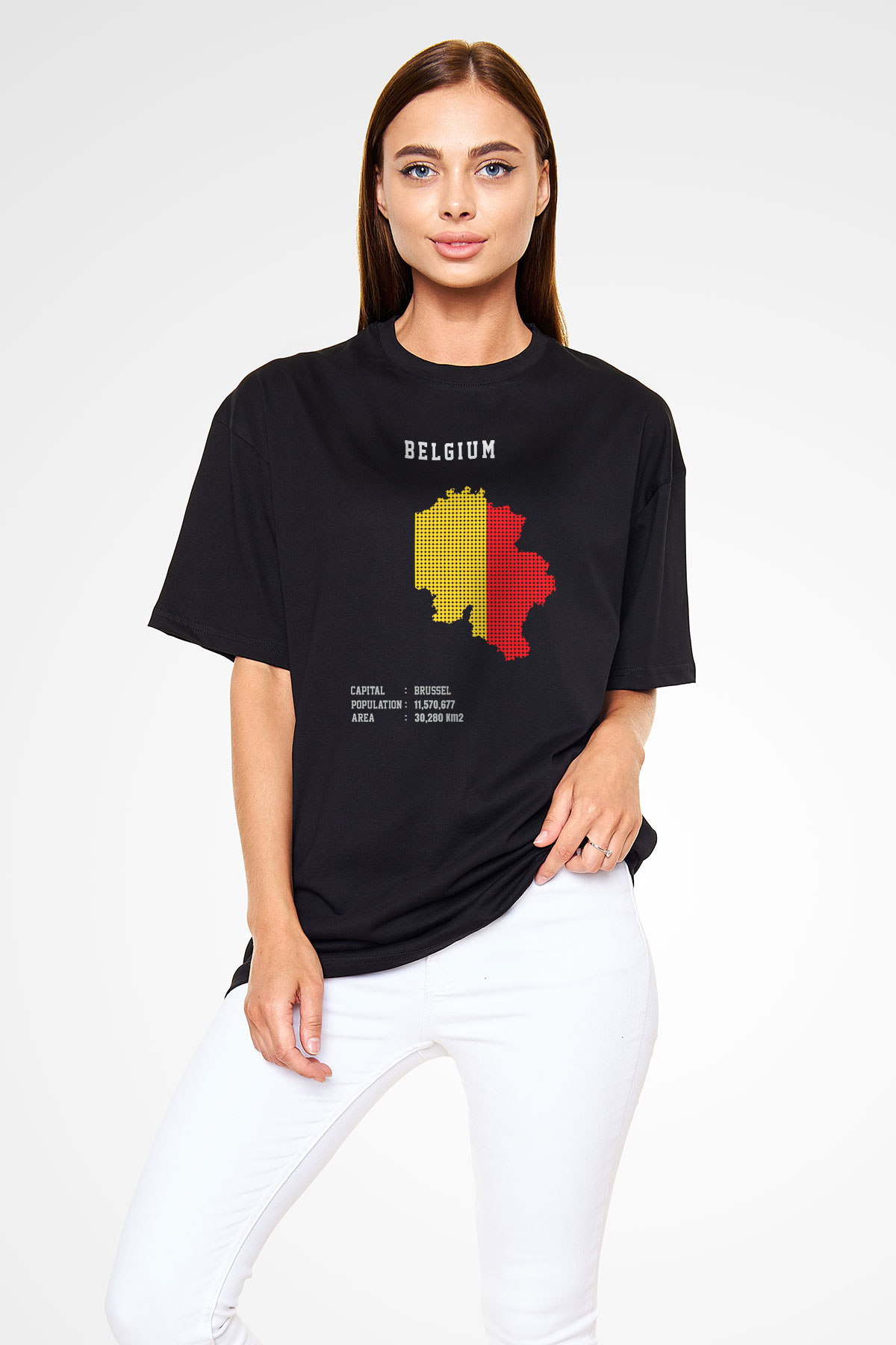 Belçika Siyah Oversize Tişört Oversize T-shirt - TişörtFabrikası