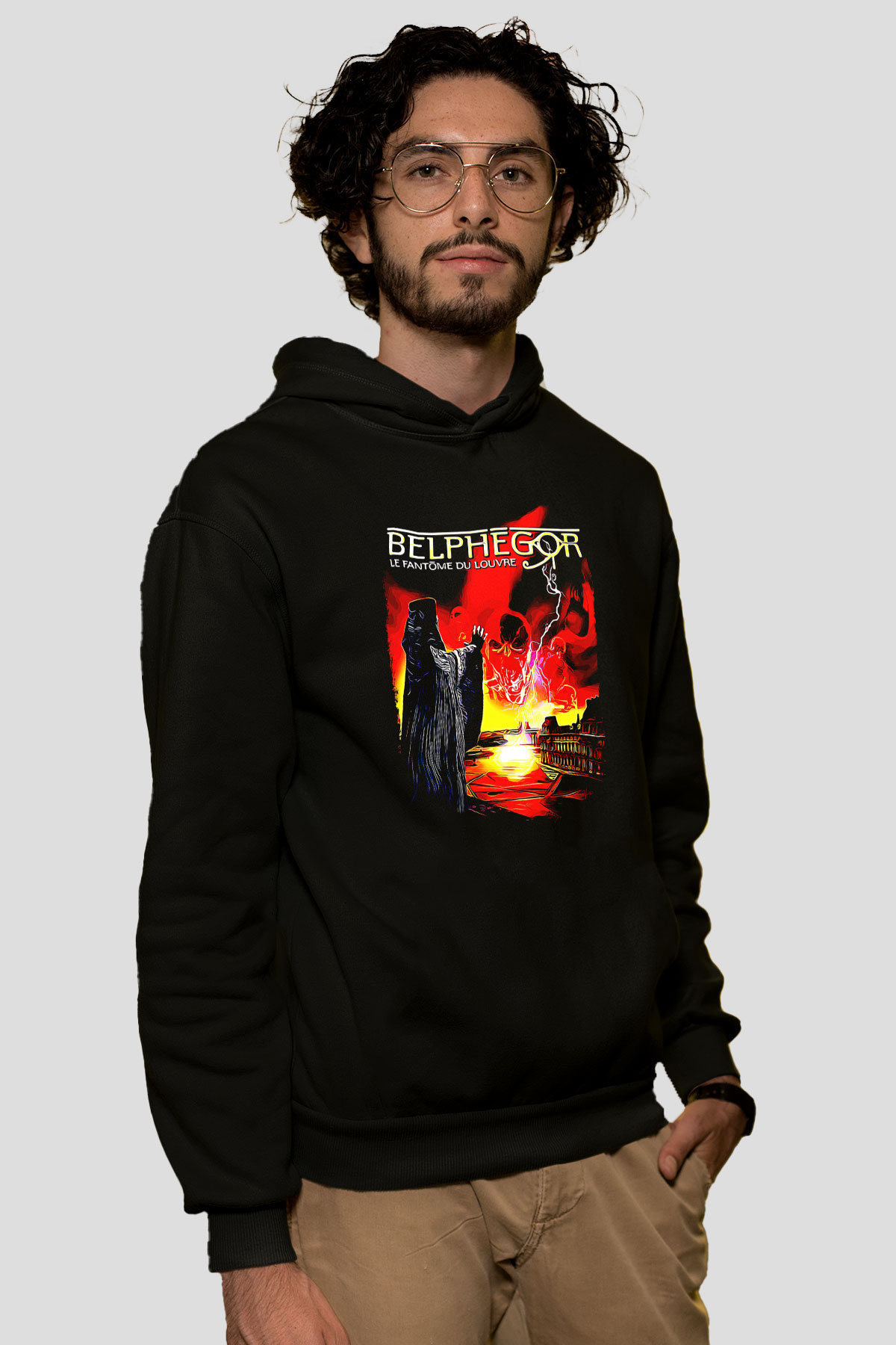 Belphegor Baskılı Unisex Siyah Kapüşonlu Sweatshirt