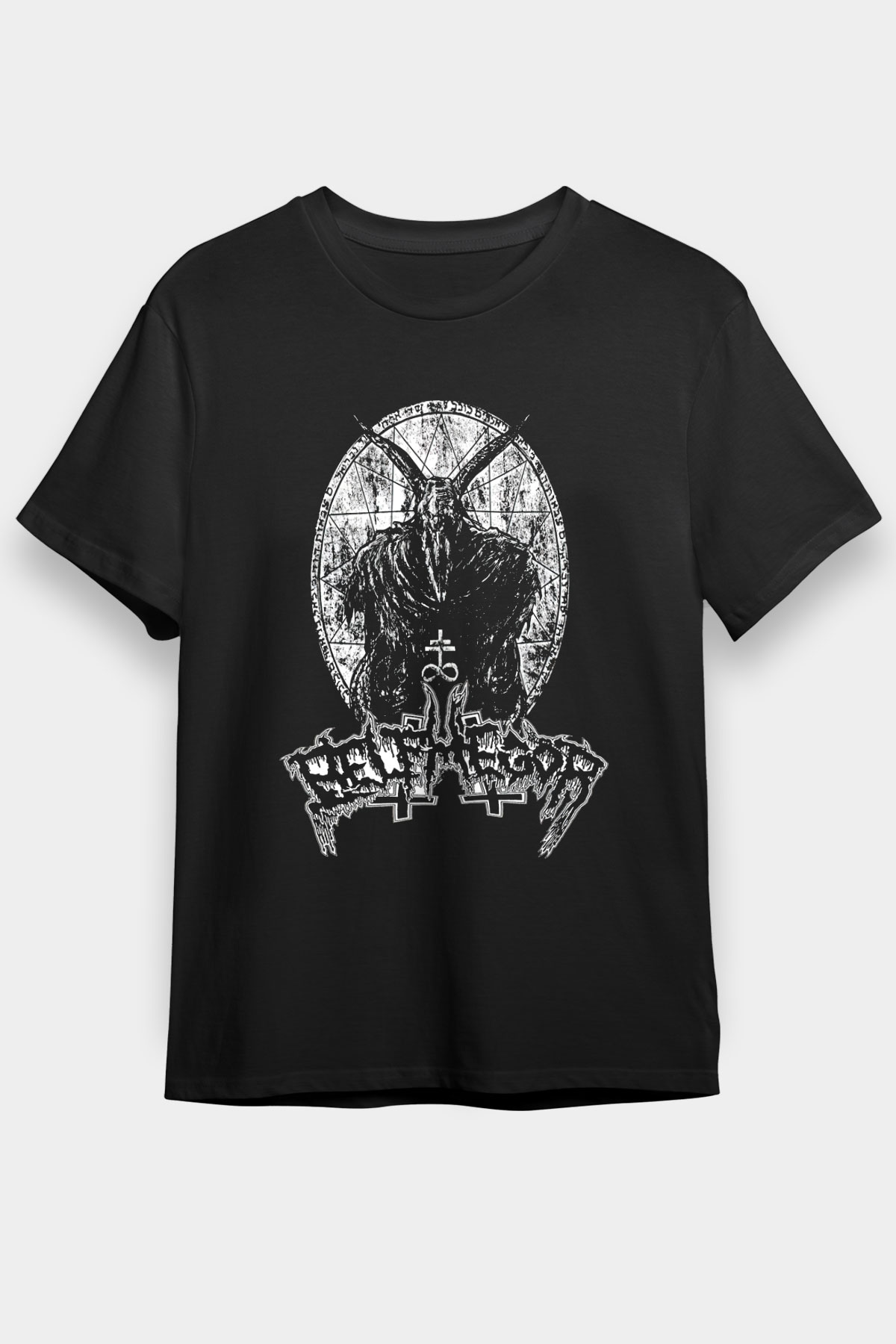 Belphegor Baskılı Unisex Siyah Tişört - Tshirt