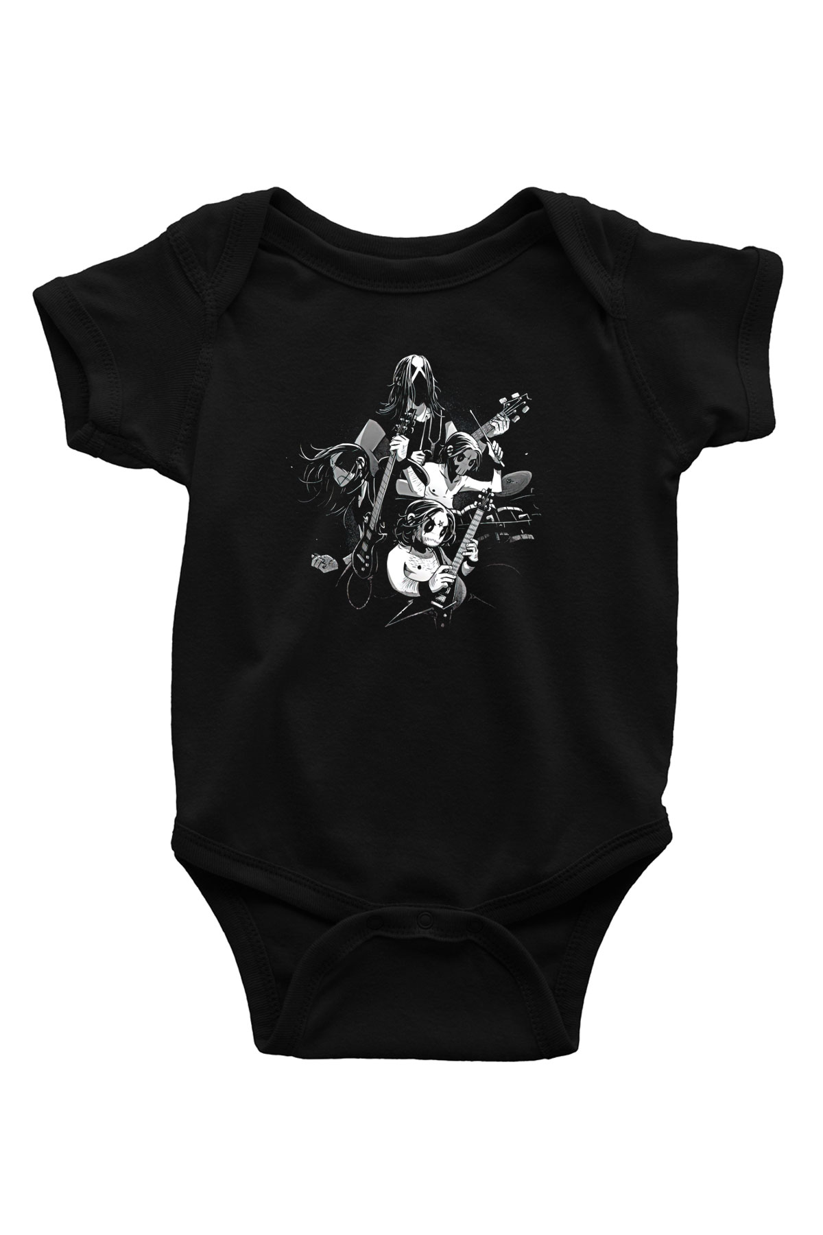 Belzebubs Baskılı Unisex Siyah Bebek Body - Zıbın