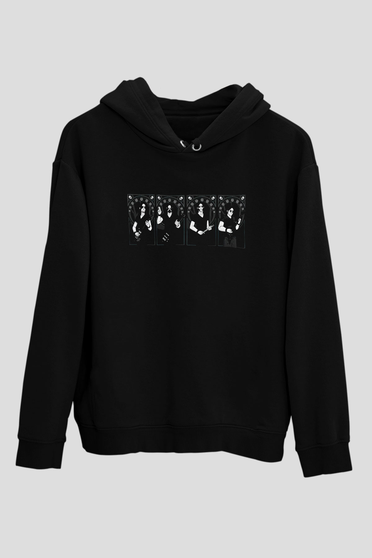 Belzebubs Baskılı Unisex Siyah Kapüşonlu Sweatshirt