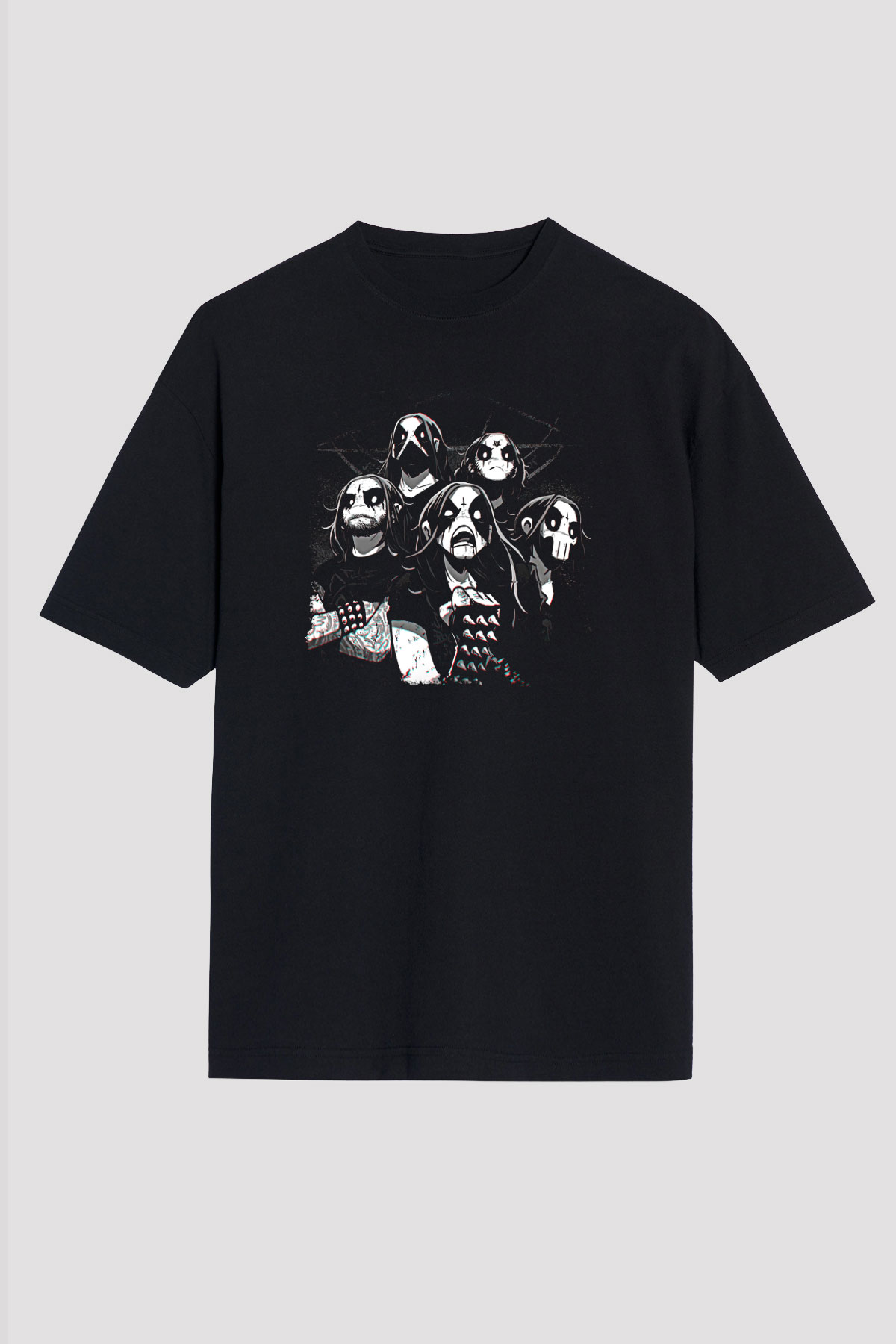 Belzebubs Baskılı Unisex Siyah Oversize Tişört - Tshirt