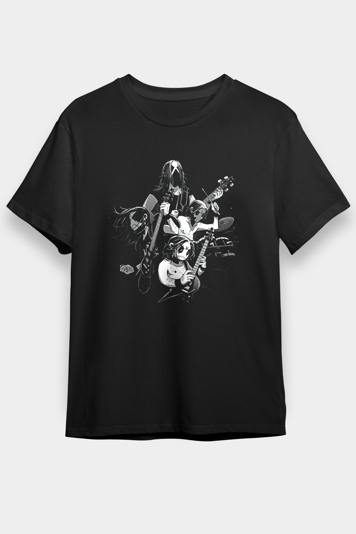 Belzebubs Baskılı Unisex Siyah Tişört - Tshirt