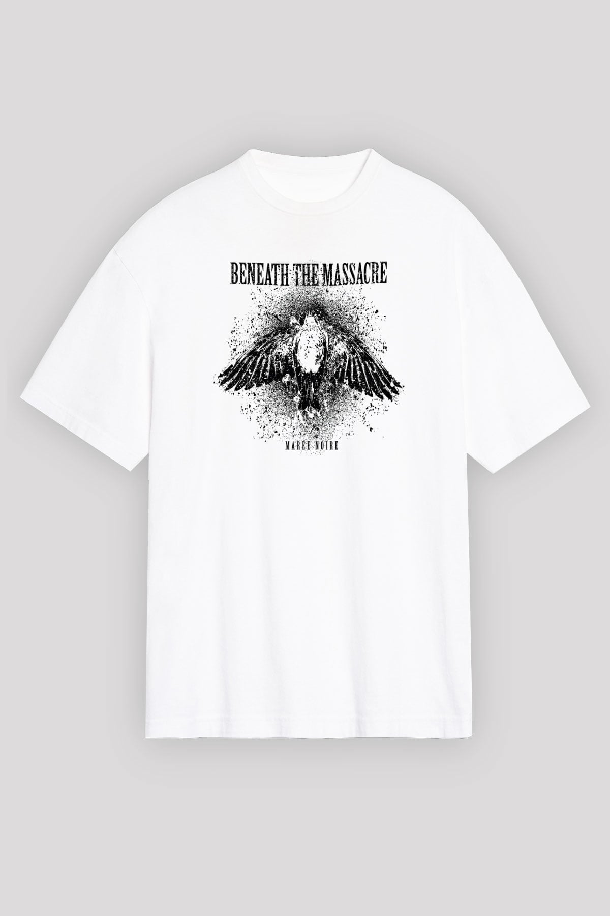 Beneath the Massacre Baskılı Unisex Beyaz Oversize Tişört