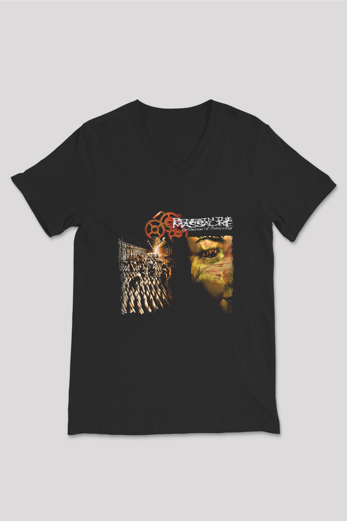 Beneath the Massacre Baskılı Unisex Siyah V Yaka Tişört