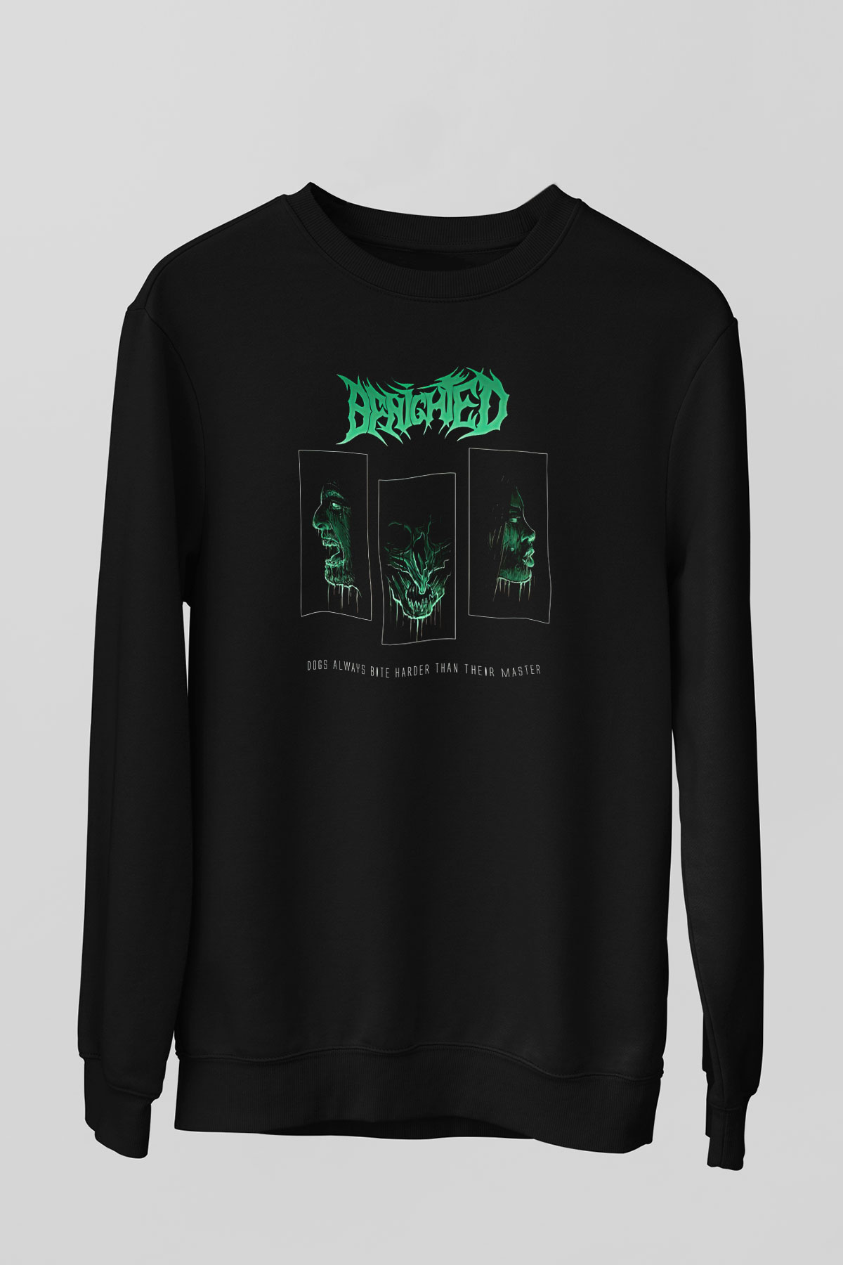 Benighted Baskılı Unisex Siyah Sweatshirt
