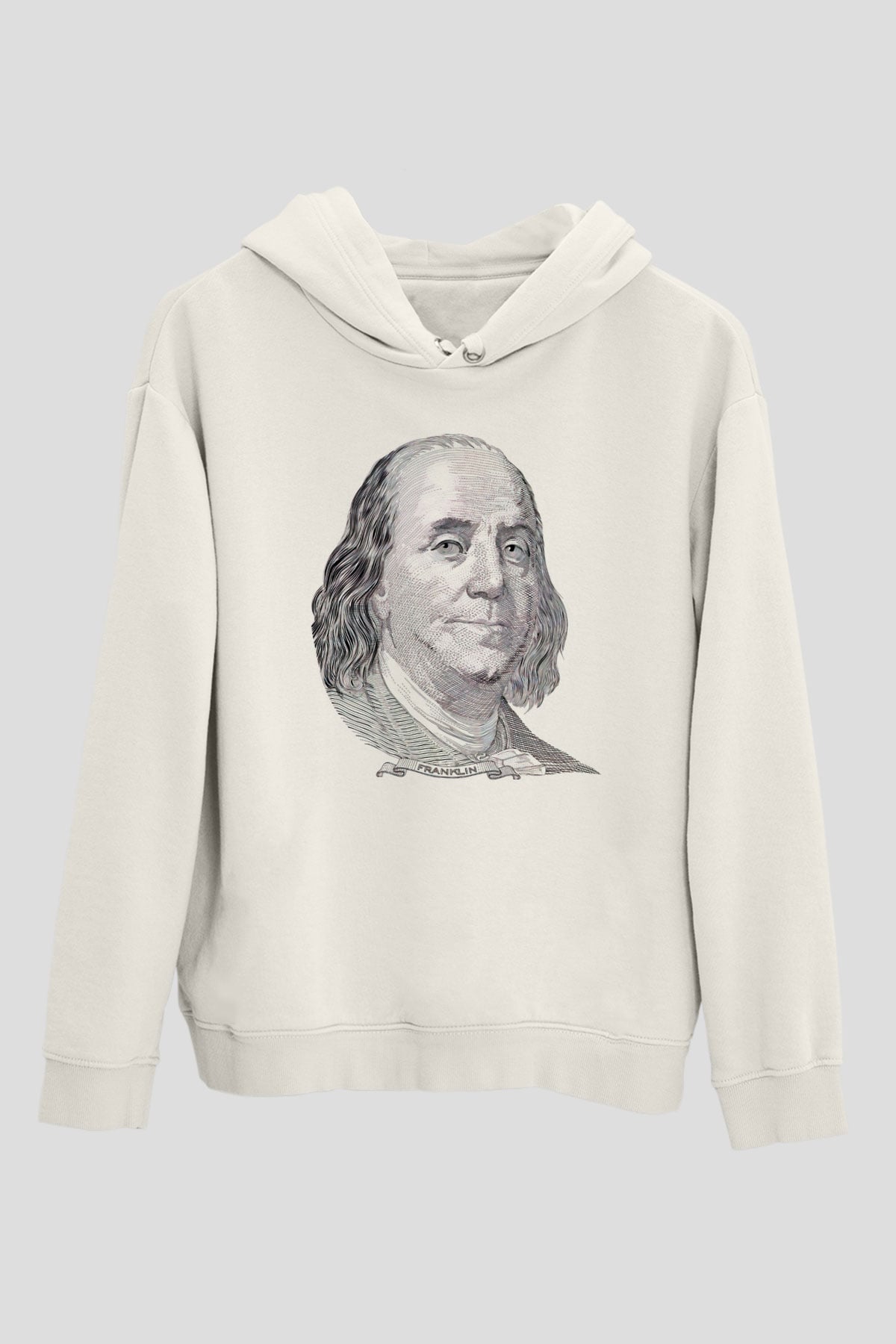 Benjamin Franklin Beyaz Unisex Kapüşonlu Sweatshirt