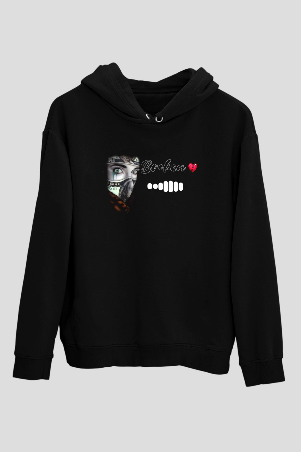 Benjamin Franklin Siyah Unisex Kapüşonlu Sweatshirt