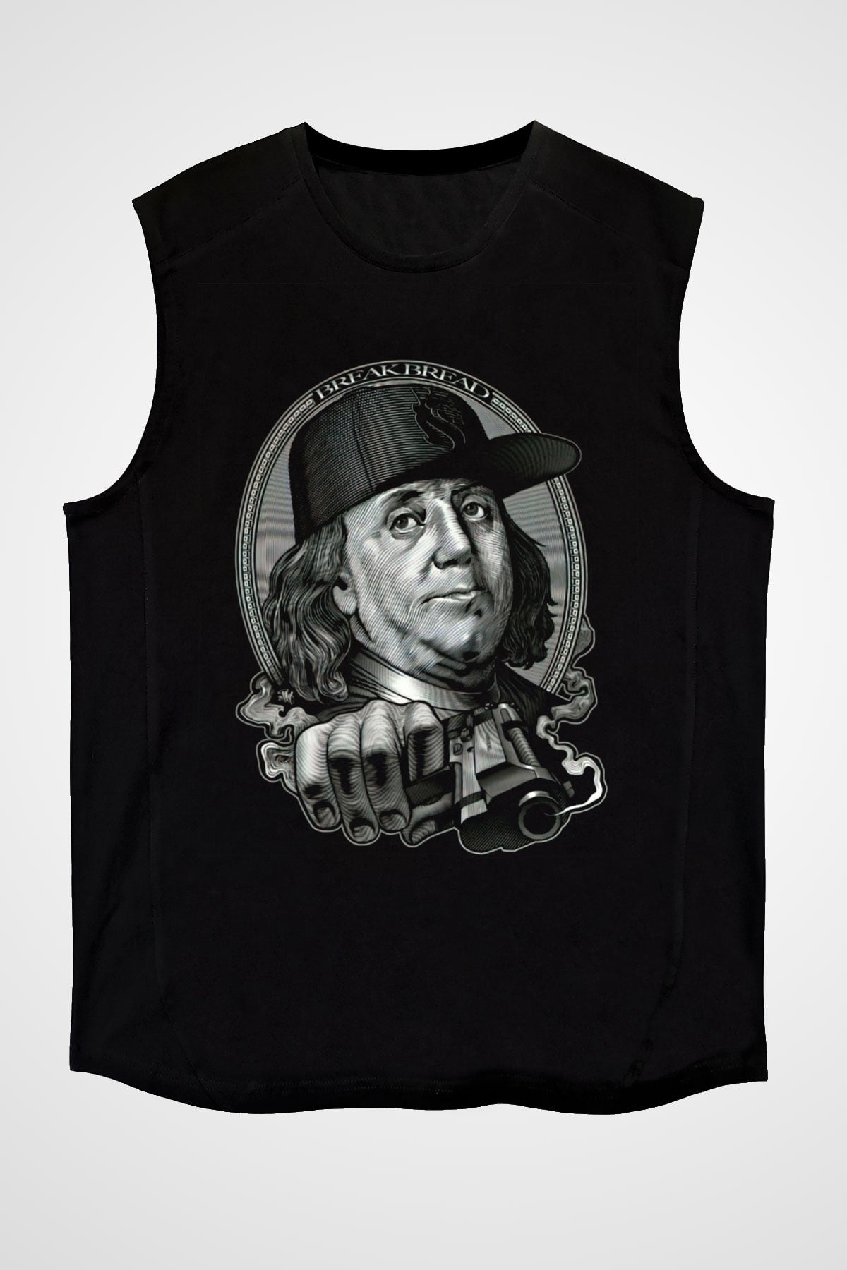 Benjamin Franklin Siyah Unisex Kolsuz Tişört