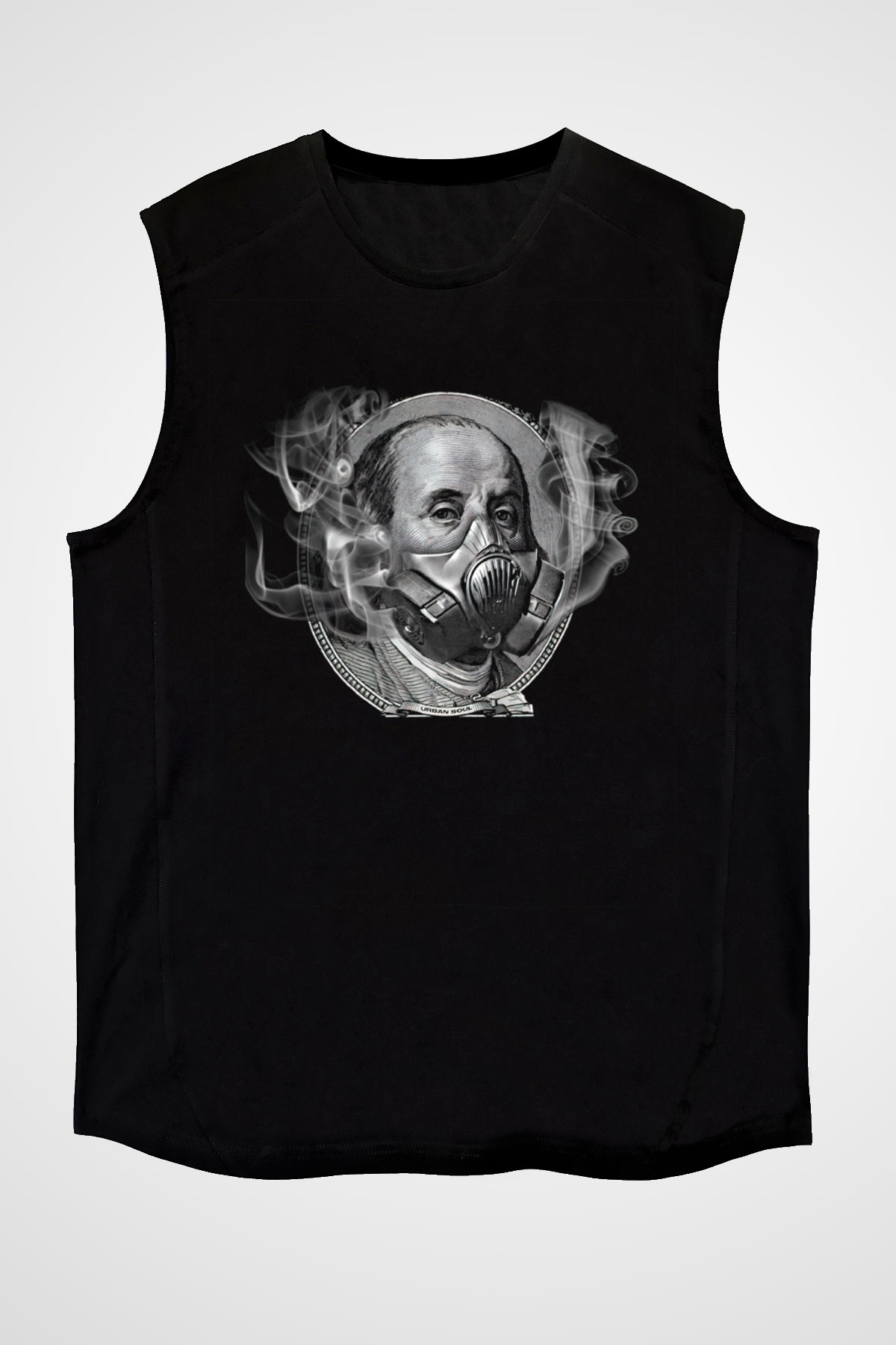 Benjamin Franklin Siyah Unisex Kolsuz Tişört