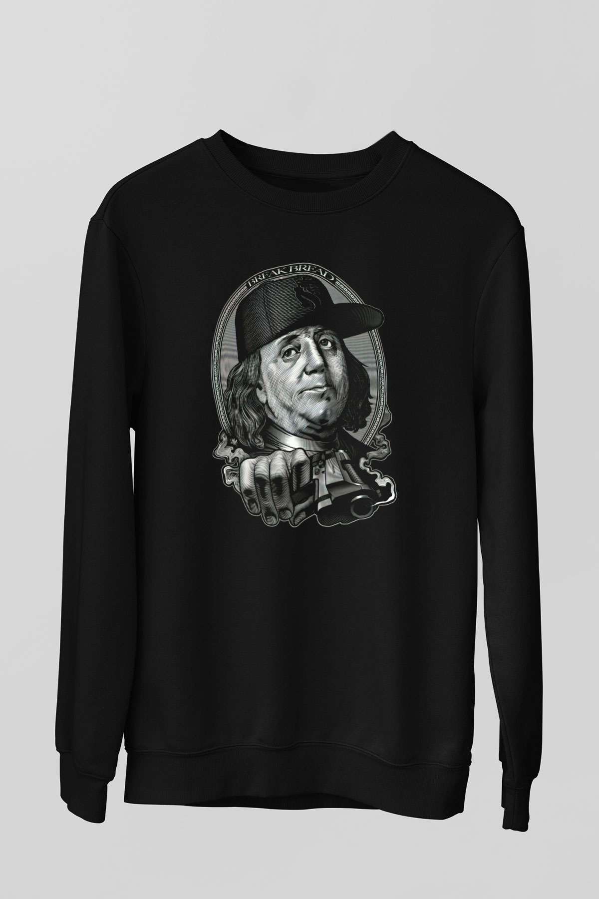 Benjamin Franklin Siyah Unisex Sweatshirt