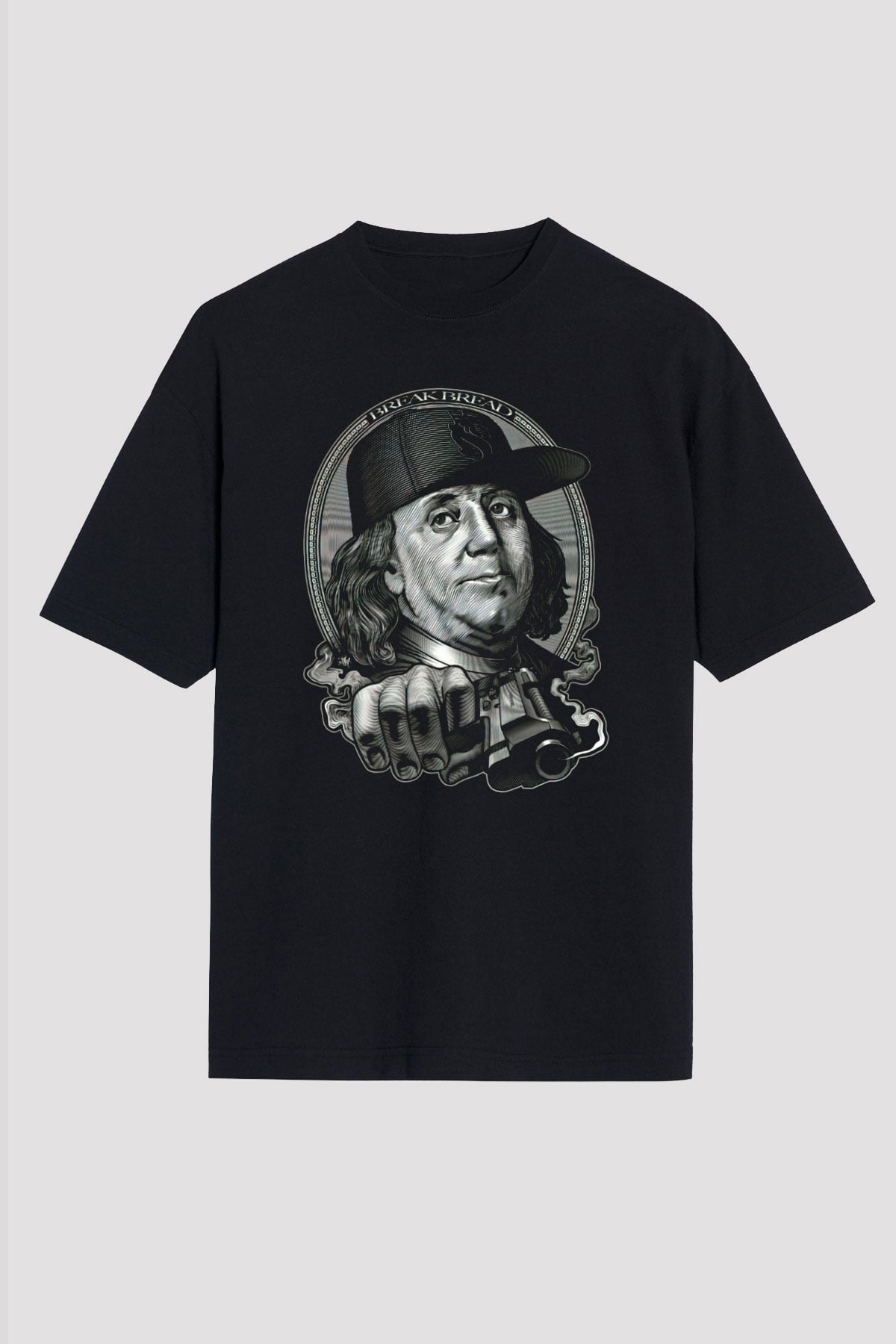 Benjamin Franklin Siyah Oversize Tişört Oversize T-shirt - TişörtFabrikası
