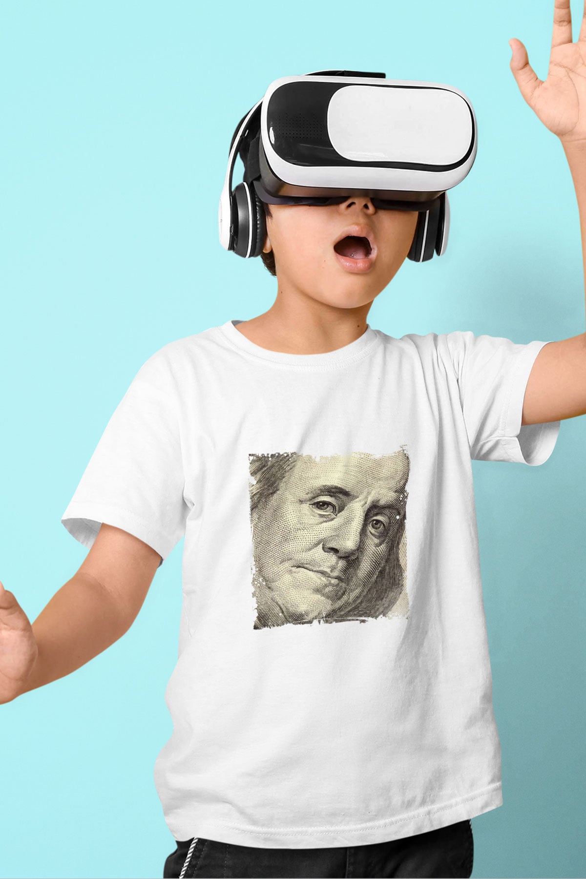 Benjamin Franklin Unisex Baskılı Beyaz Çocuk Tişört
