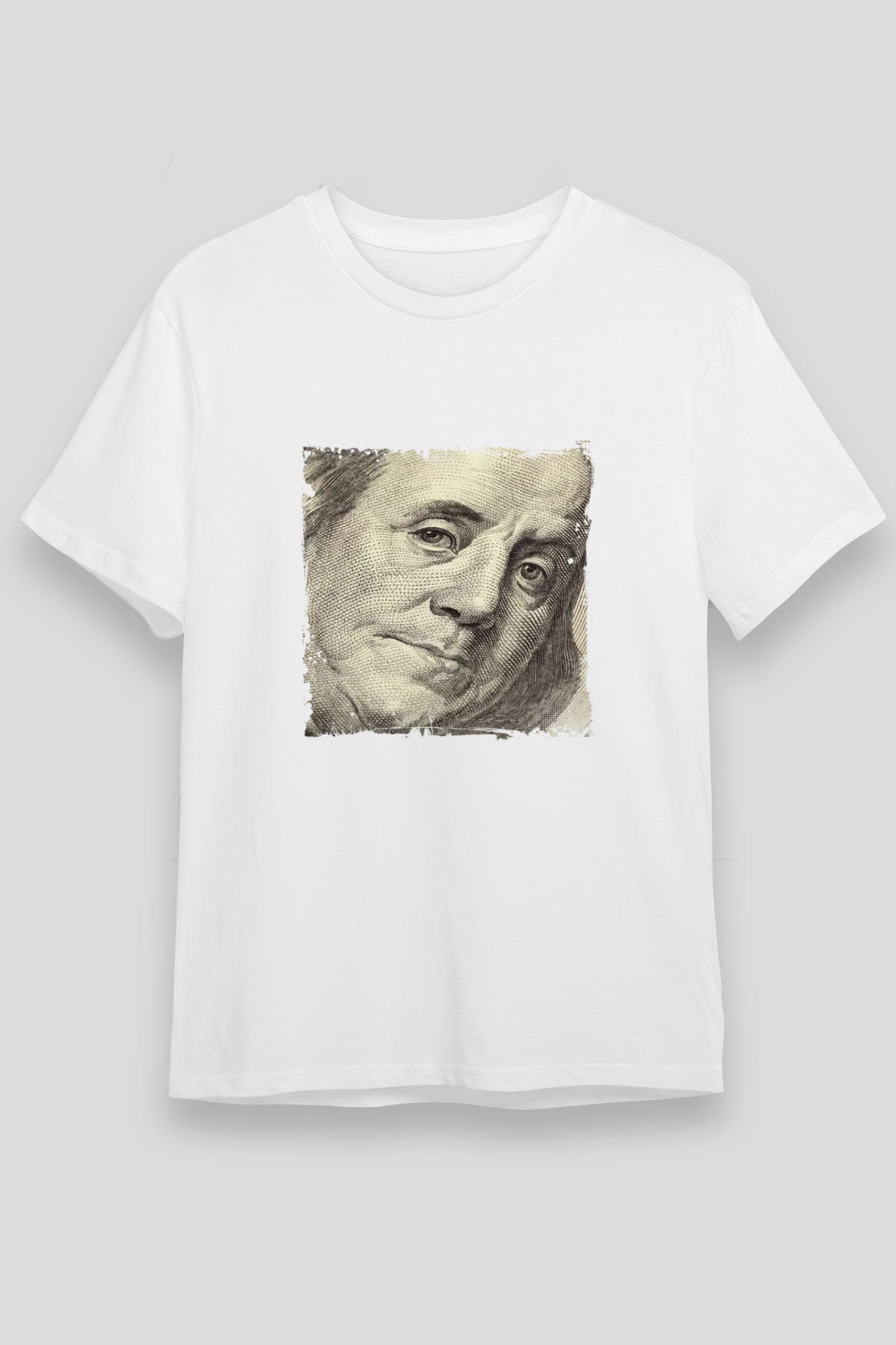 Benjamin Franklin Unisex Baskılı Beyaz Tişört